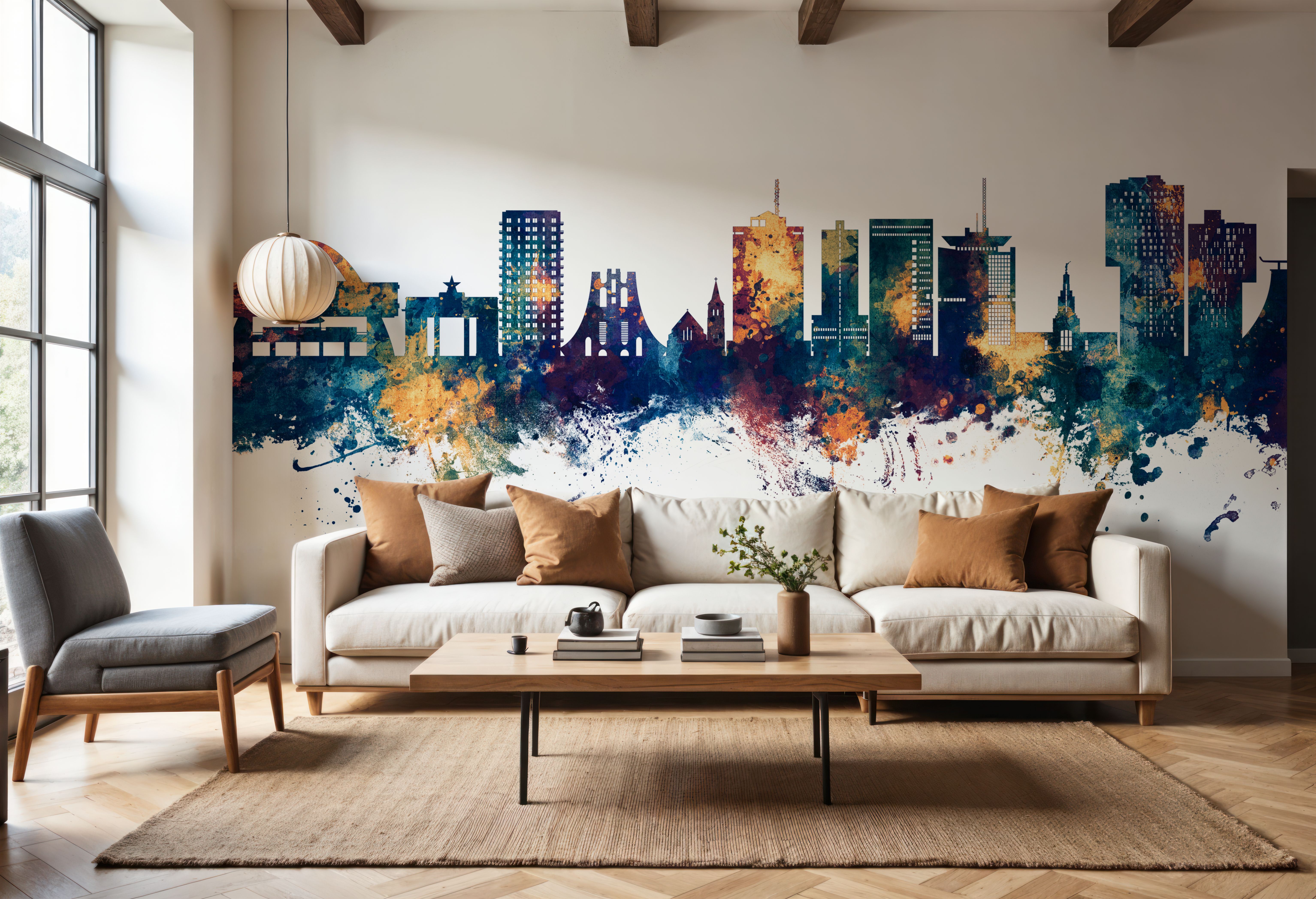 Accra Ghana Skyline Blue & Bronze, Wallpaper