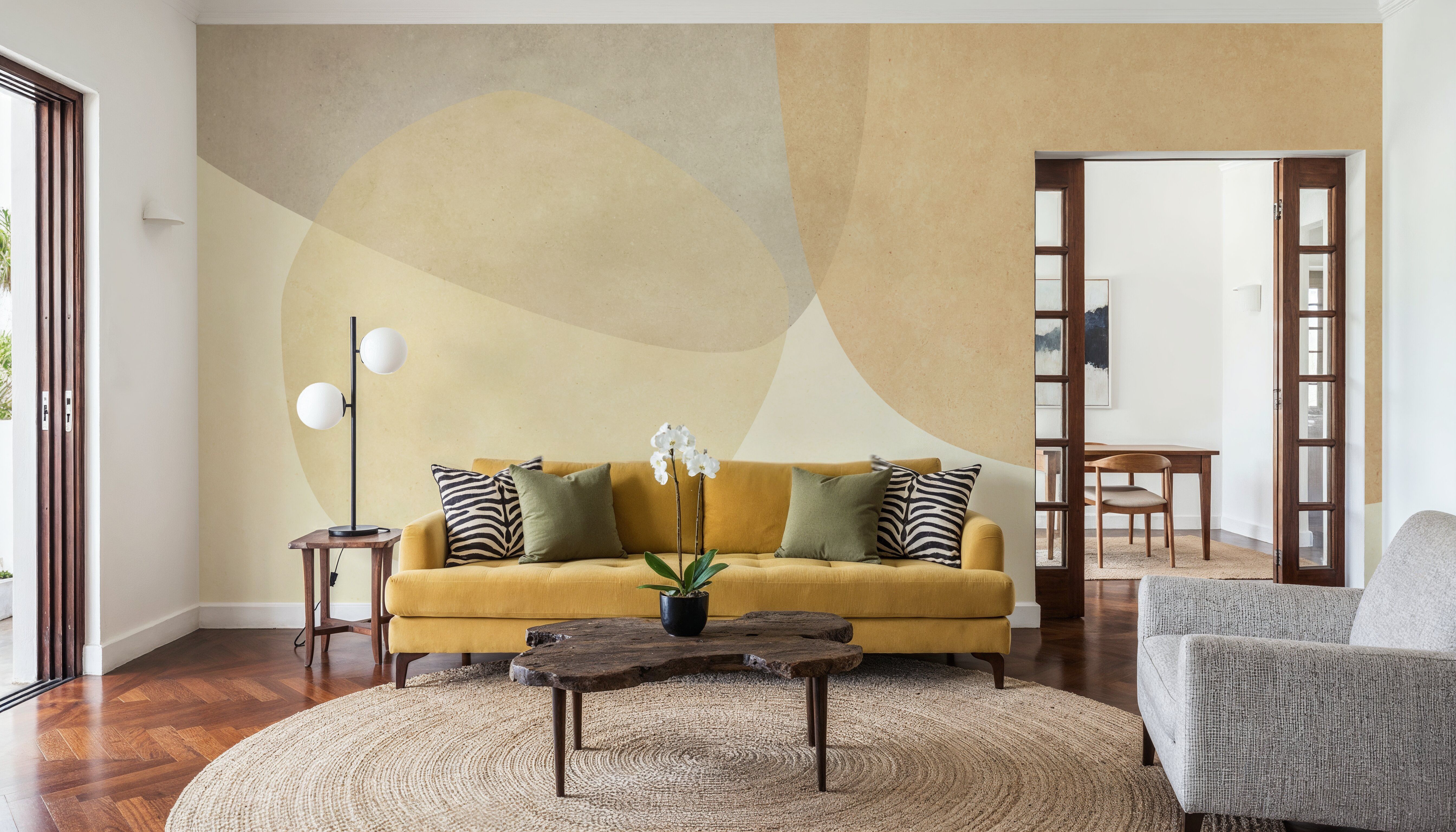 Embracing Shapes, Butter Yellow, Wallpaper