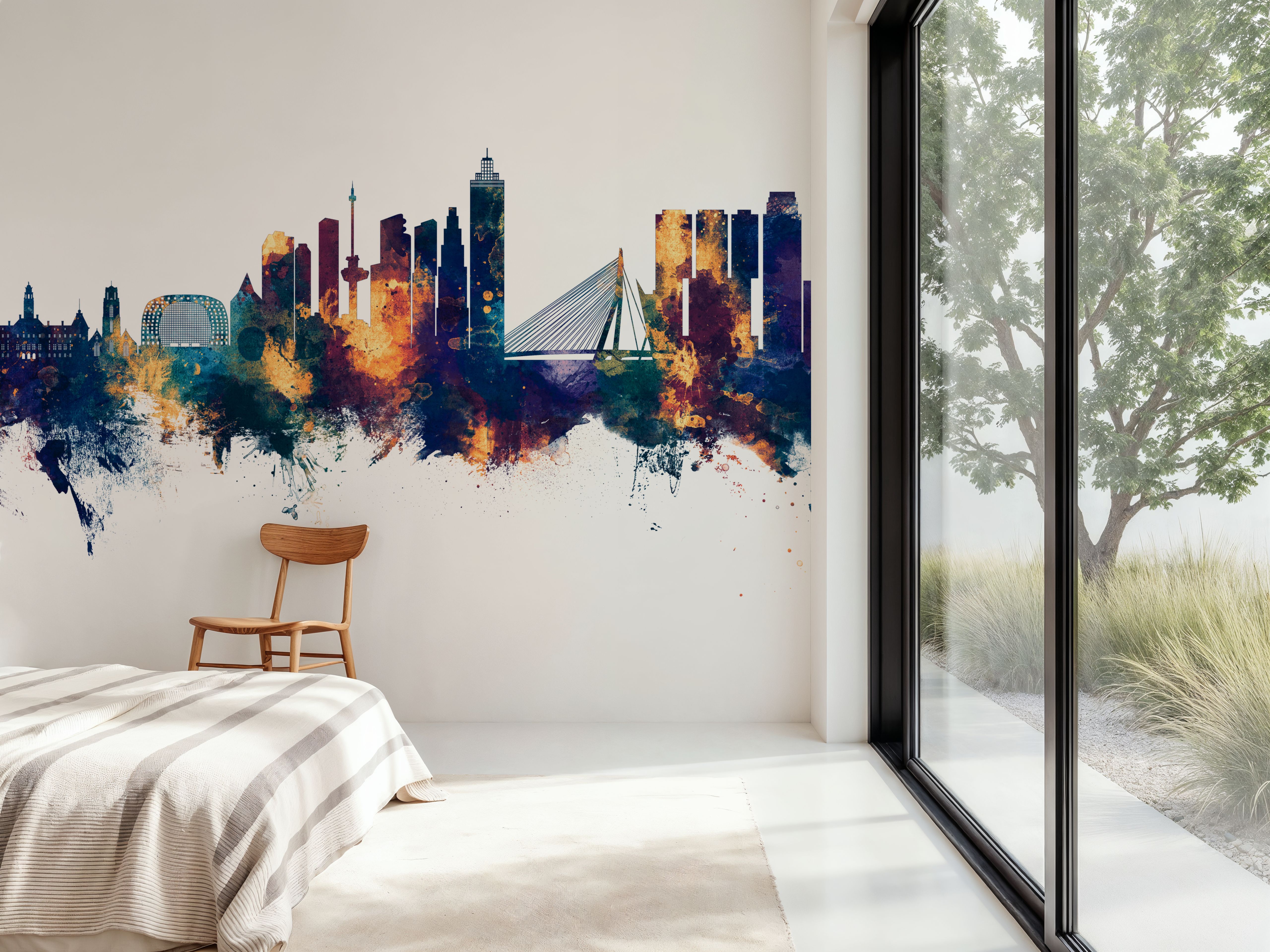 Rotterdam The Netherands Skyline Blue & Bronze
