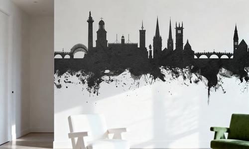 Shrewsbury England Skyline Black & White