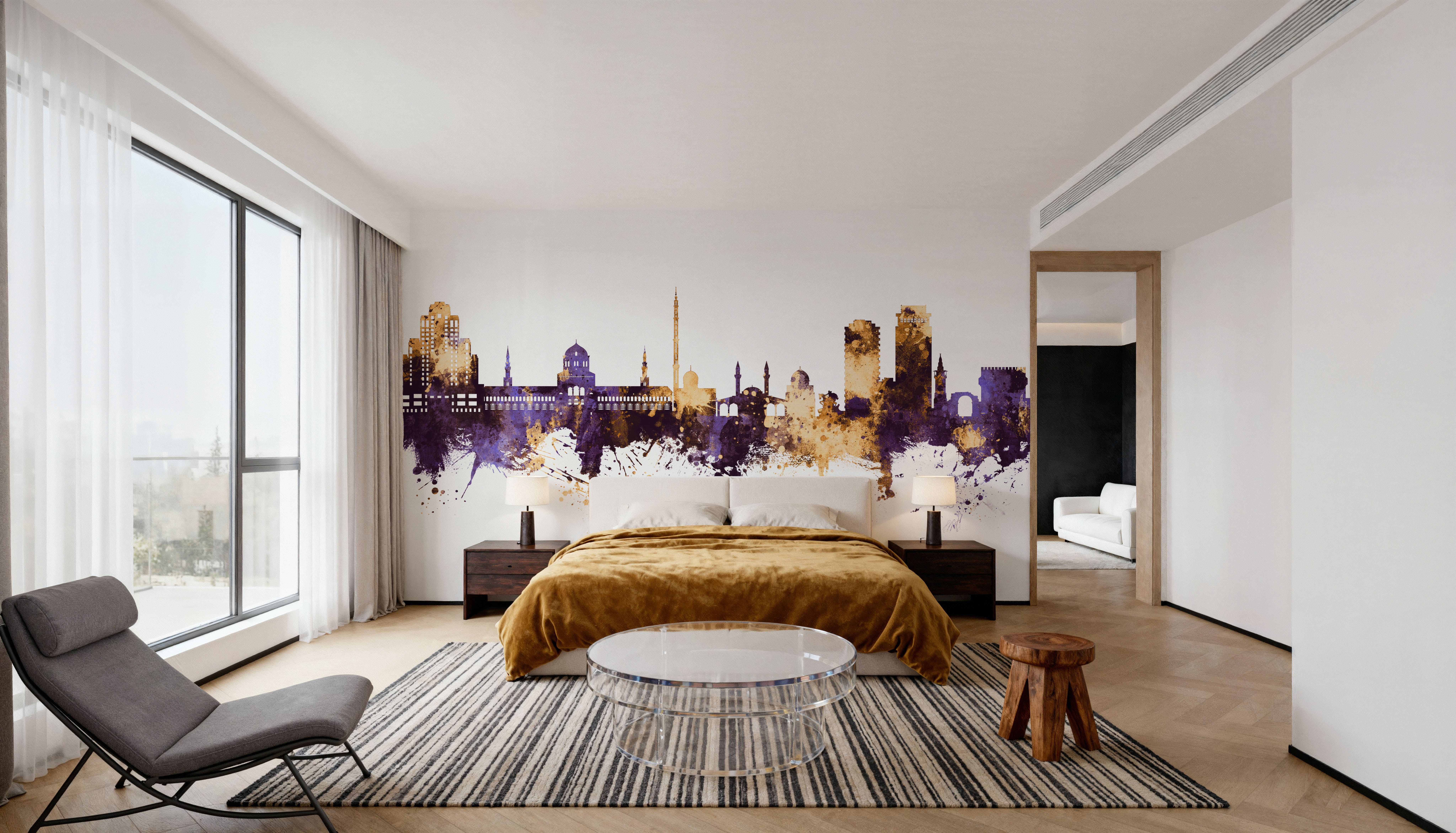 Damascus Syria Skyline Purple & Gold