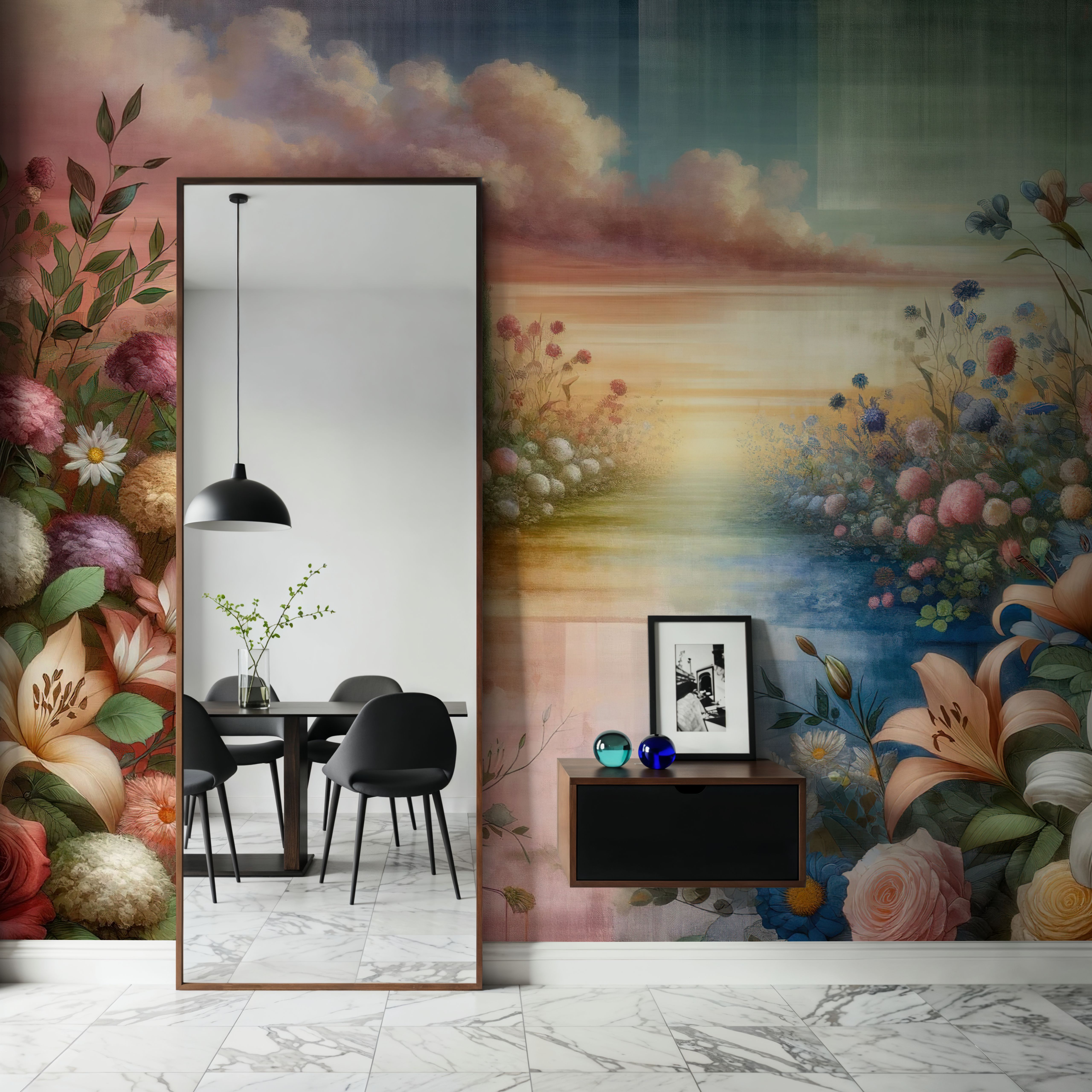 Watercolor Floral Path