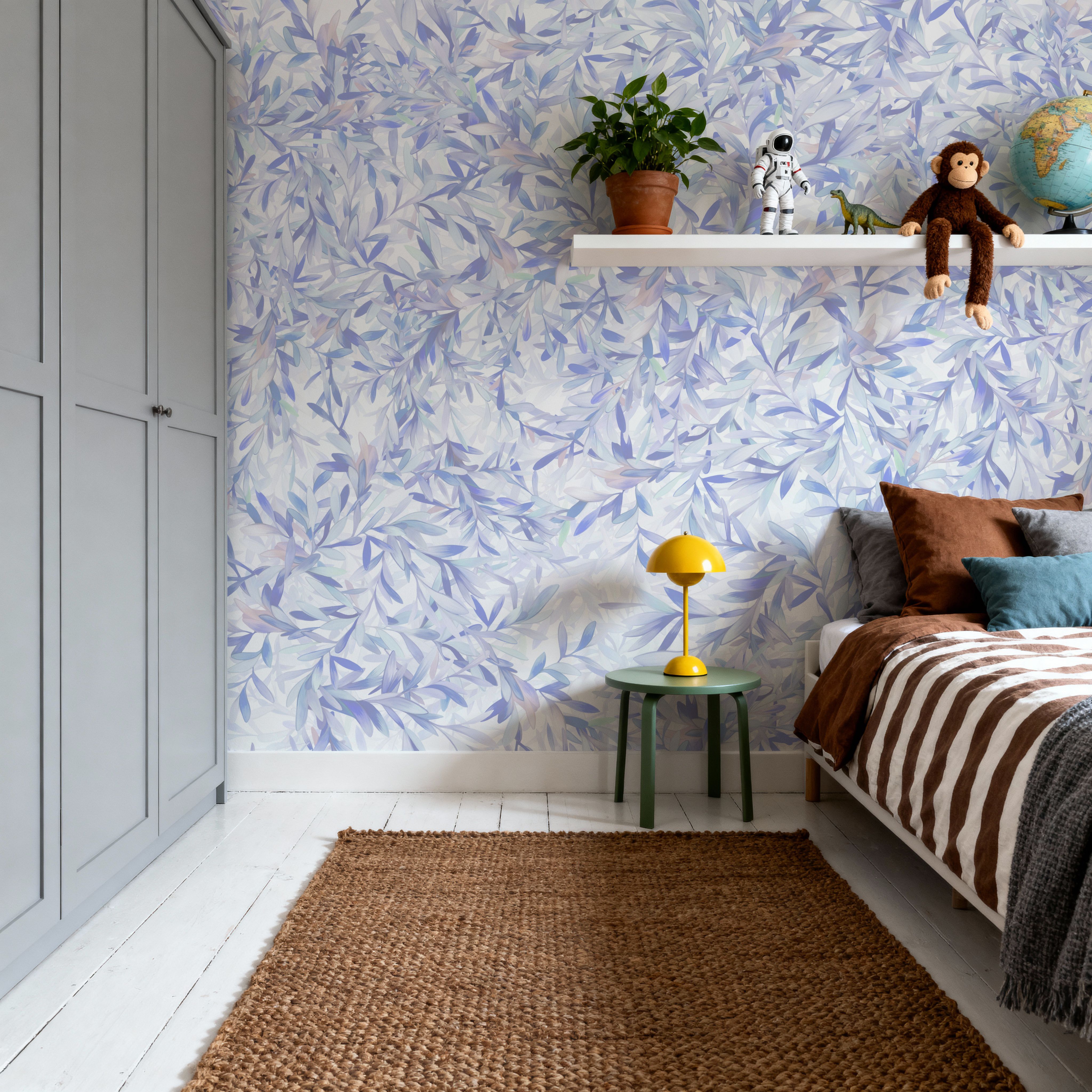 Wall Mural - Lush Canopy Ceiling, Periwinkle - Foliage Nature mural wallpaper - Purple - Kids' Room - Wallism US - Premium, Textured or Peel & Stick