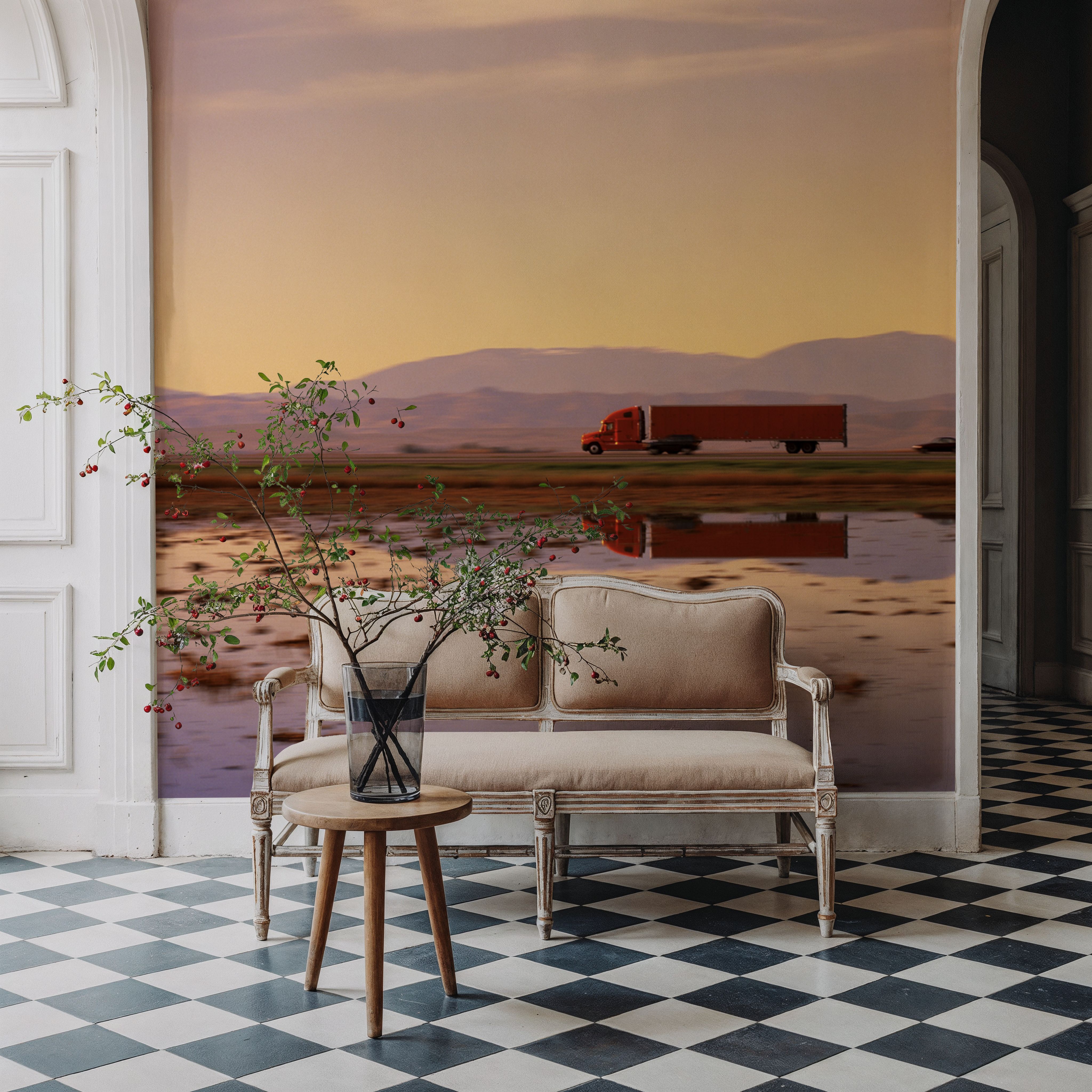 Sunset Trucker's Journey