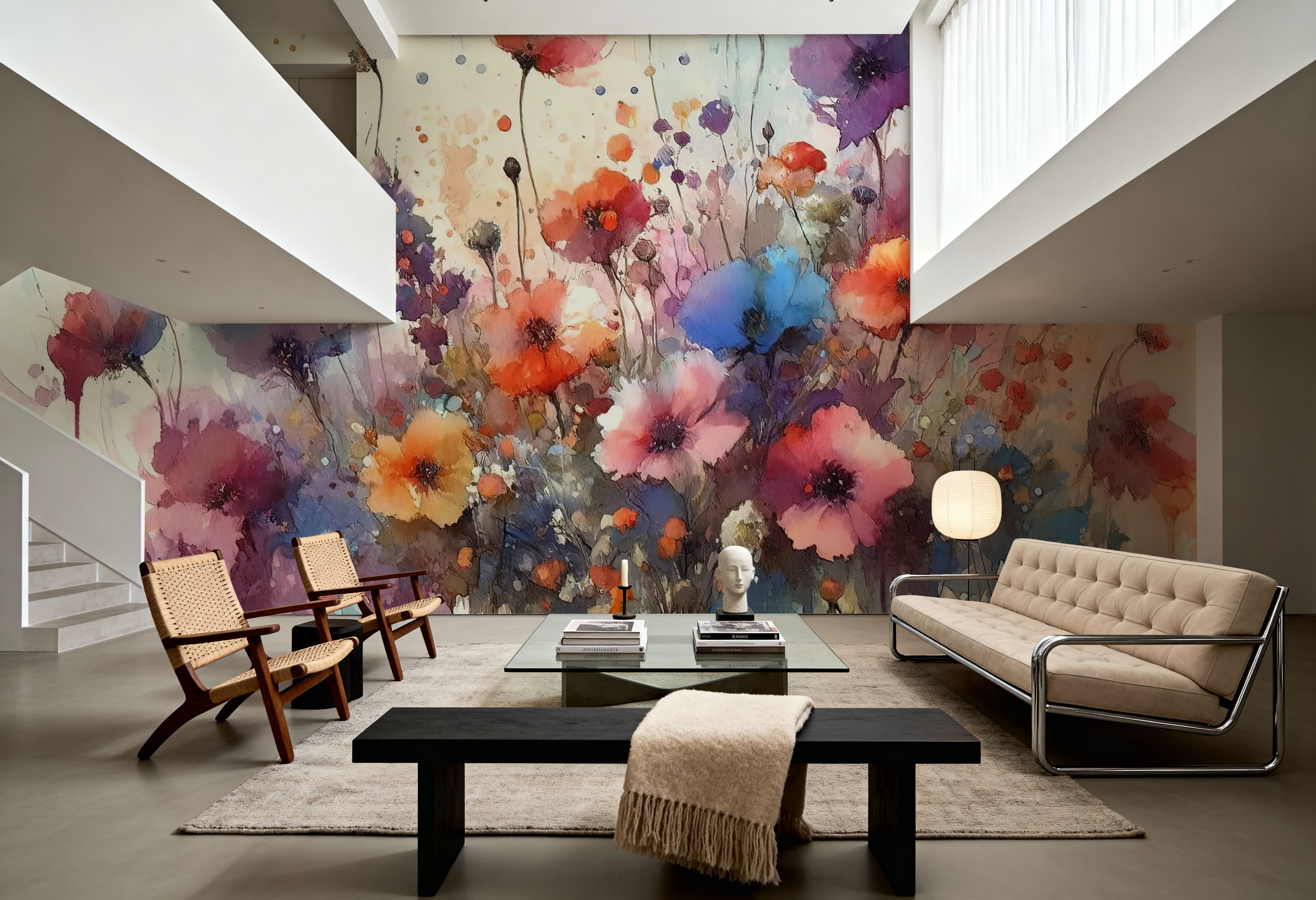 Vibrant Meadow of Wildflowers in Bloom wallpaper mural 100% PVC-free ...