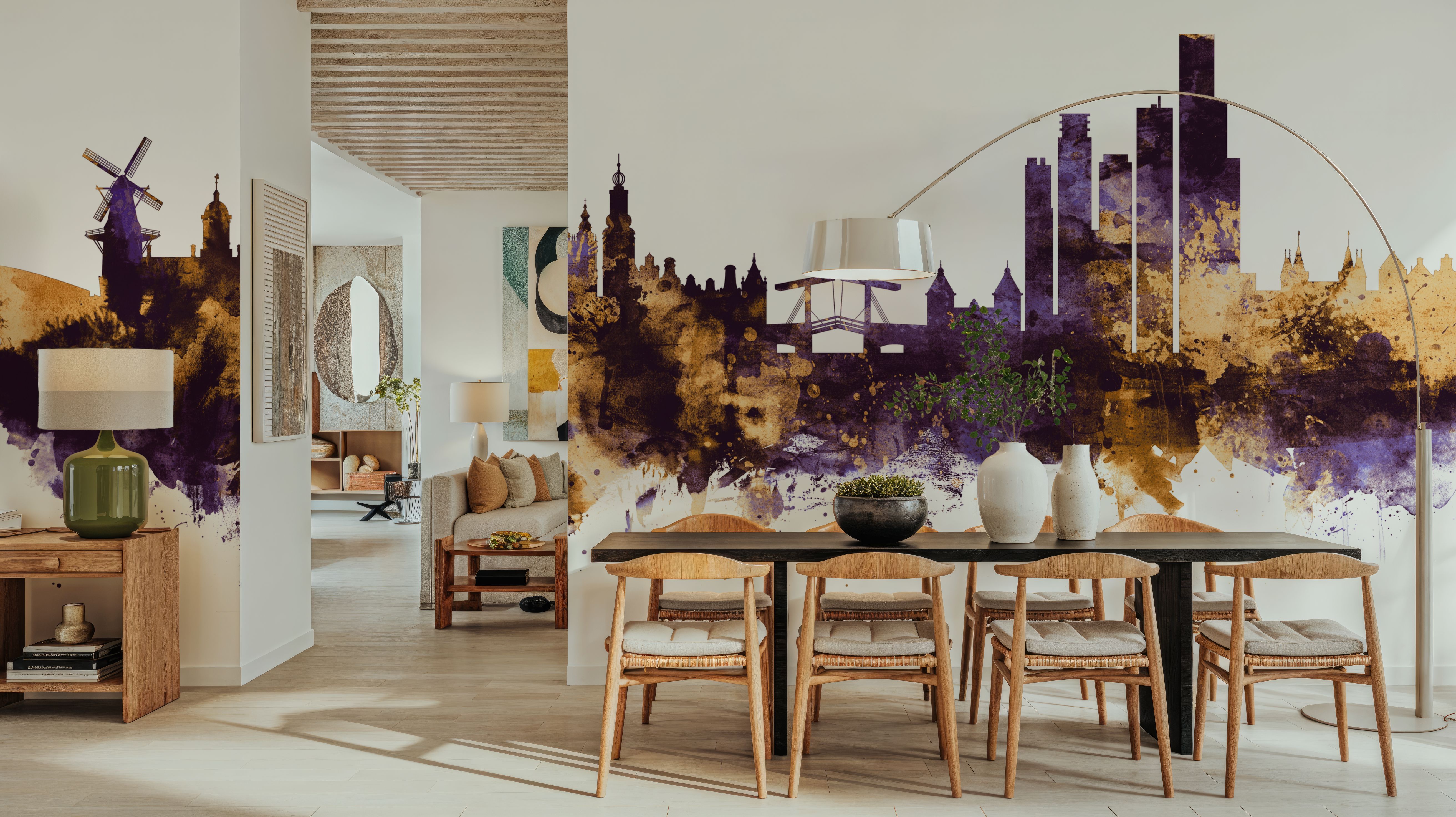 Amsterdam Skyline Purple & Gold