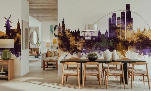 Amsterdam Skyline Purple & Gold