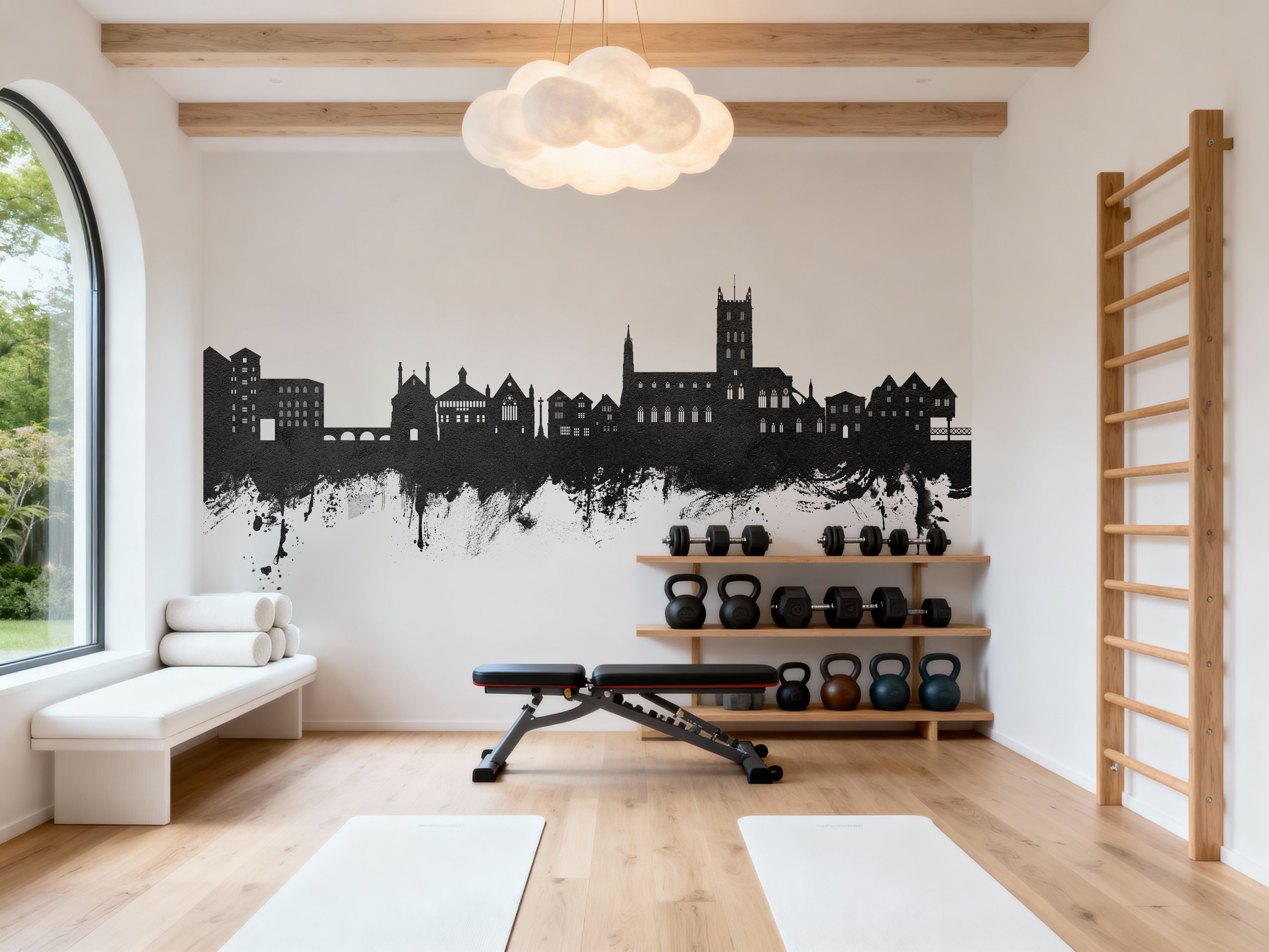 Tewkesbury England Skyline Blck & White