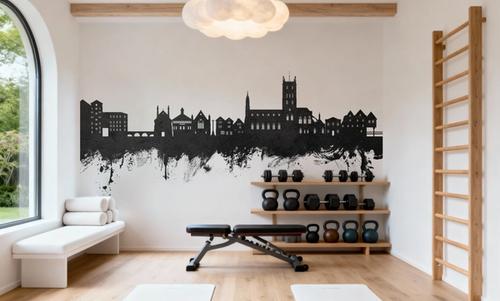 Tewkesbury England Skyline Blck & White