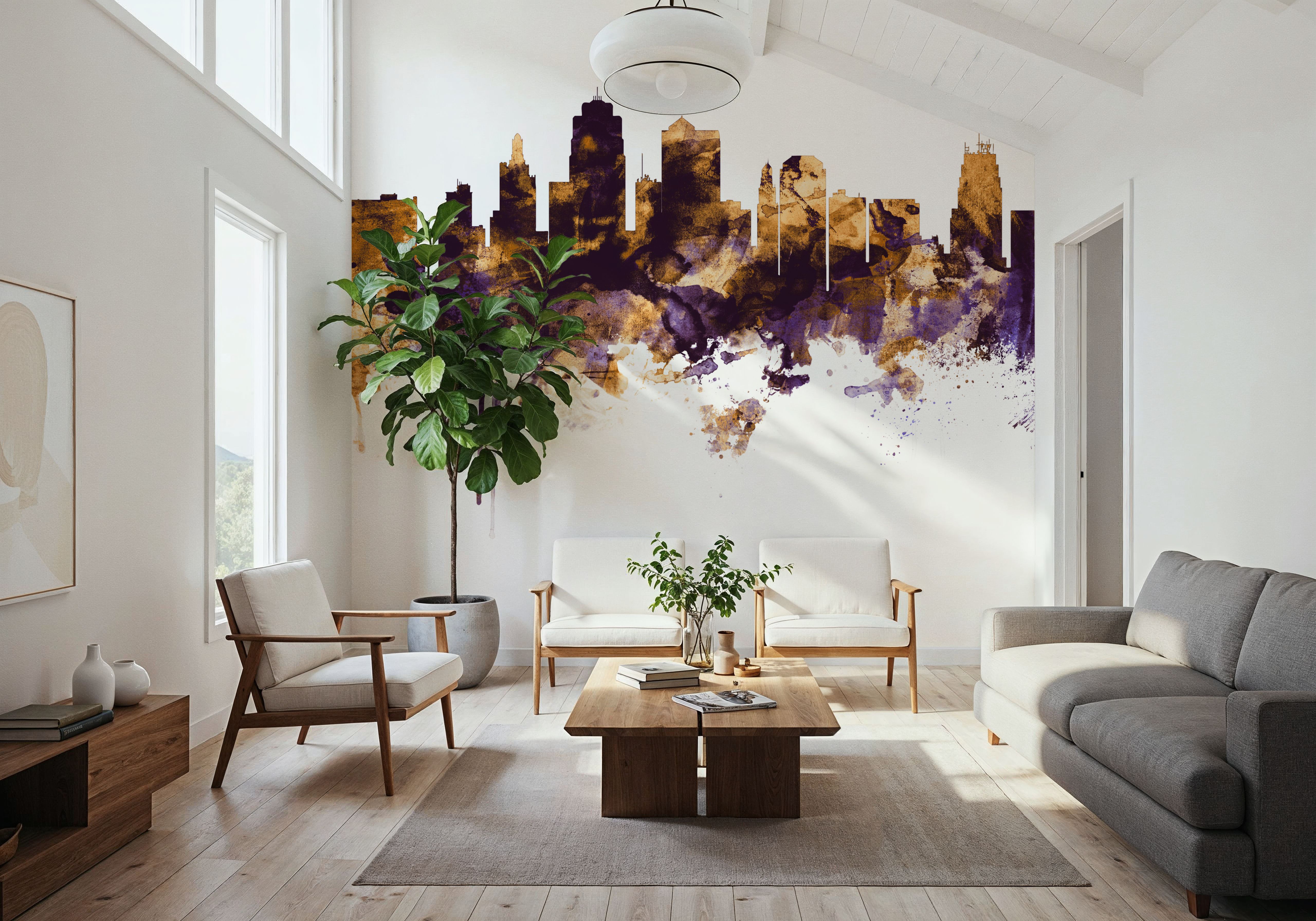 Kansas City Missouri Skyline Purple & Gold