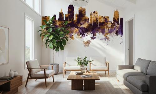 Kansas City Missouri Skyline Purple & Gold