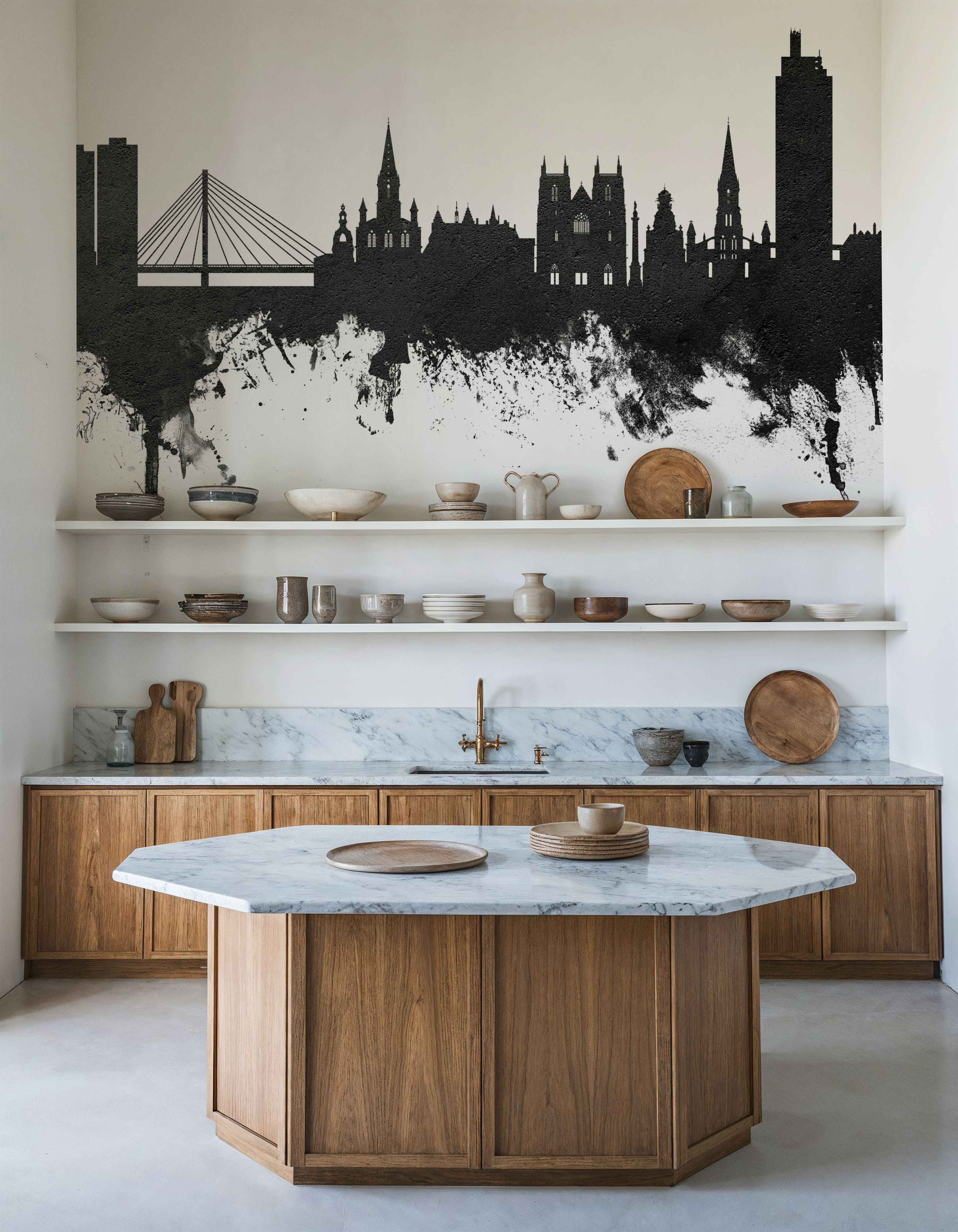 Nantes France Skyline Black & White