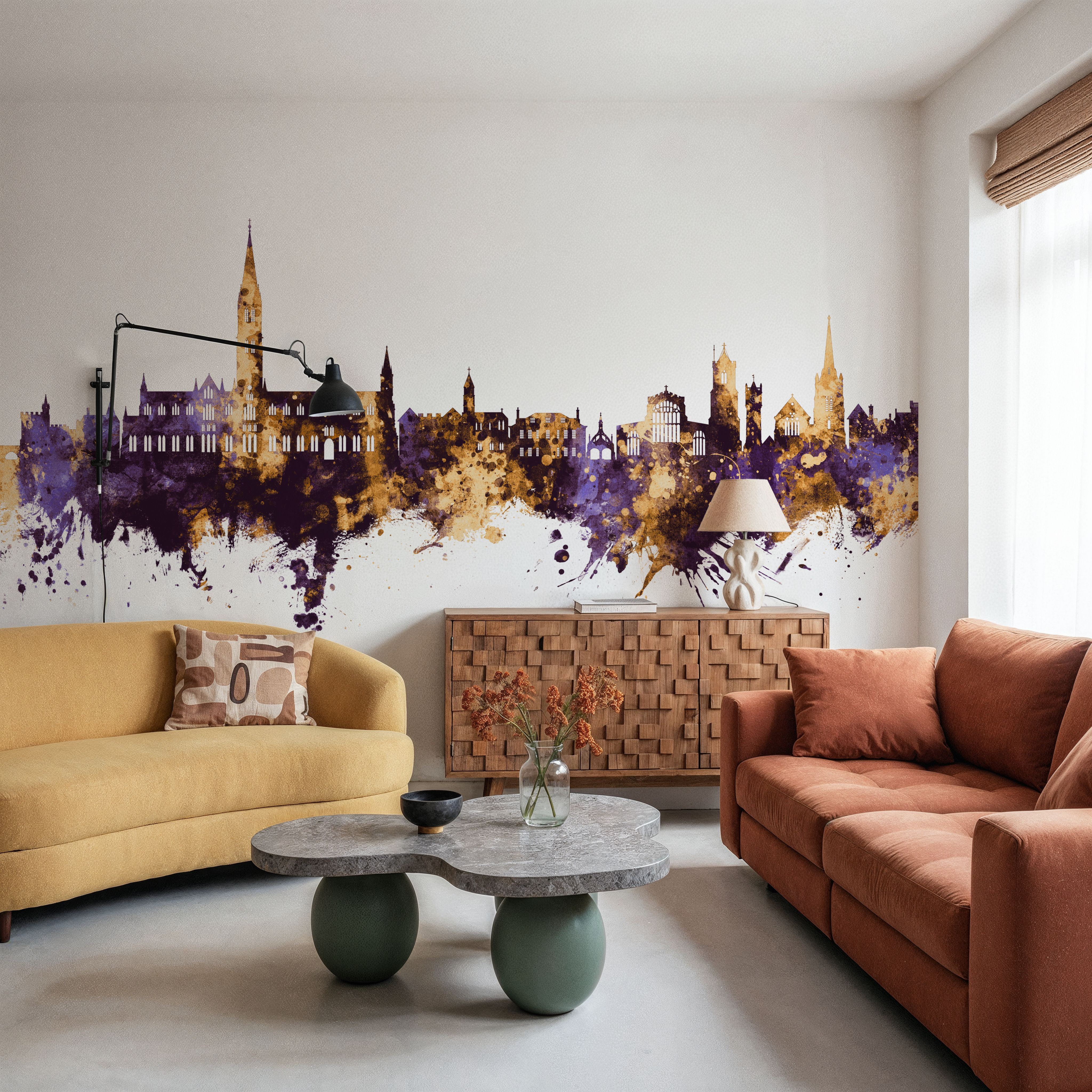 Salisbury England Skyline Purpl & Gold