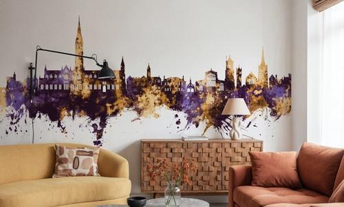 Salisbury England Skyline Purpl & Gold