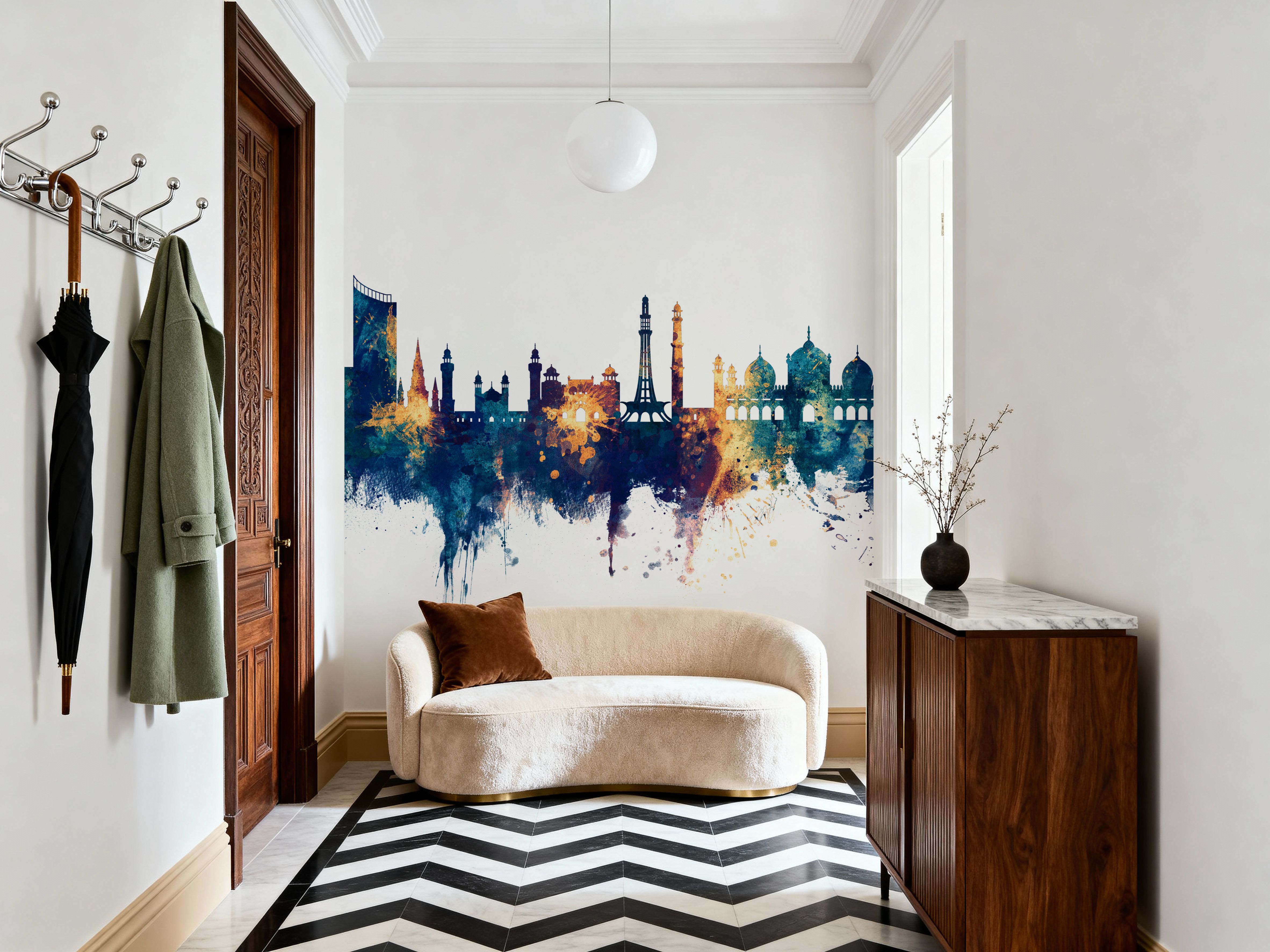 Lahore Pakistan Skyline Blue & Bronze