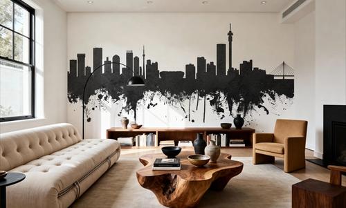 Johannesburg South Africa Skyline Black & White