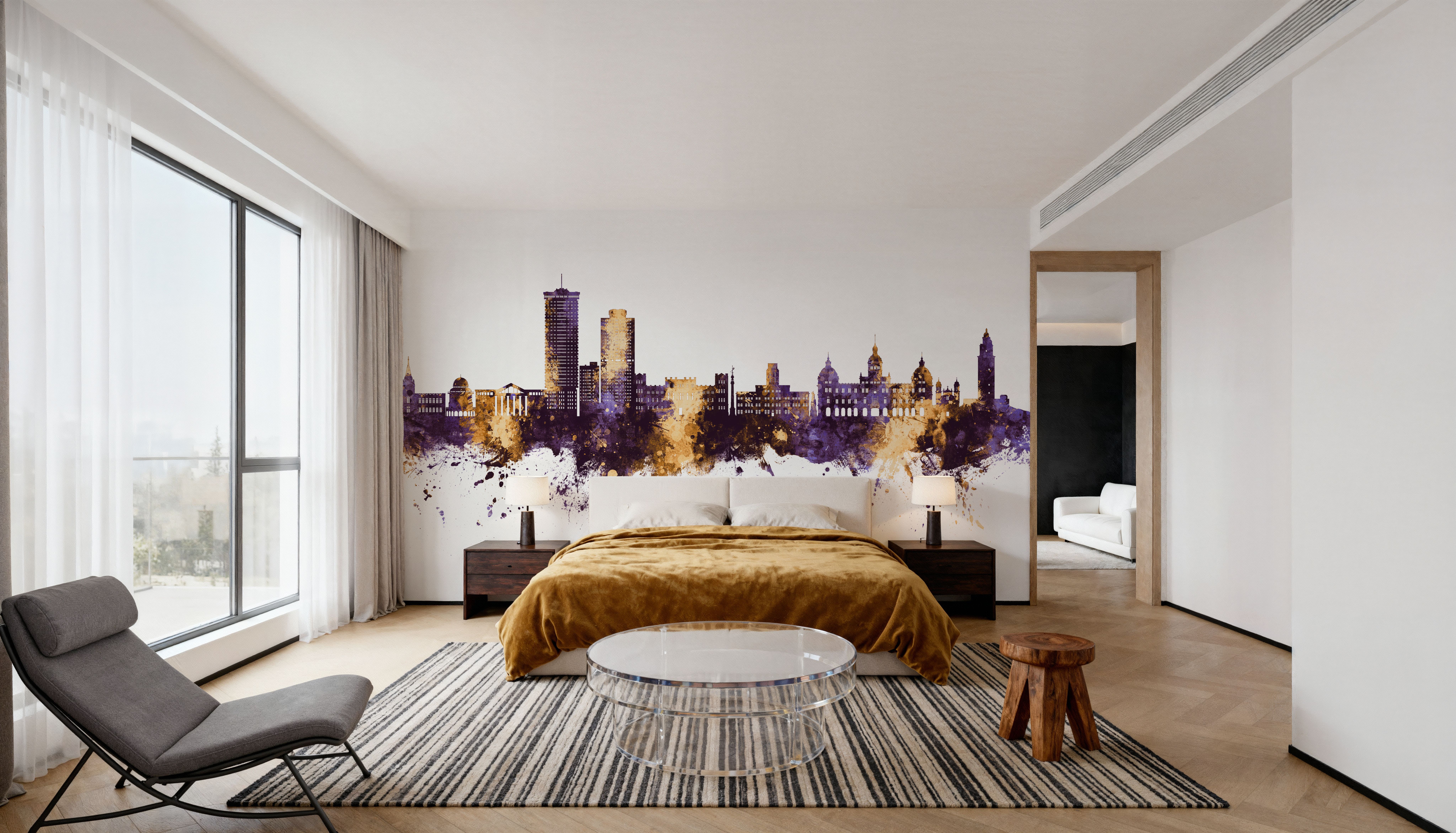 A Coruña Spain Skyline Purple & Gold