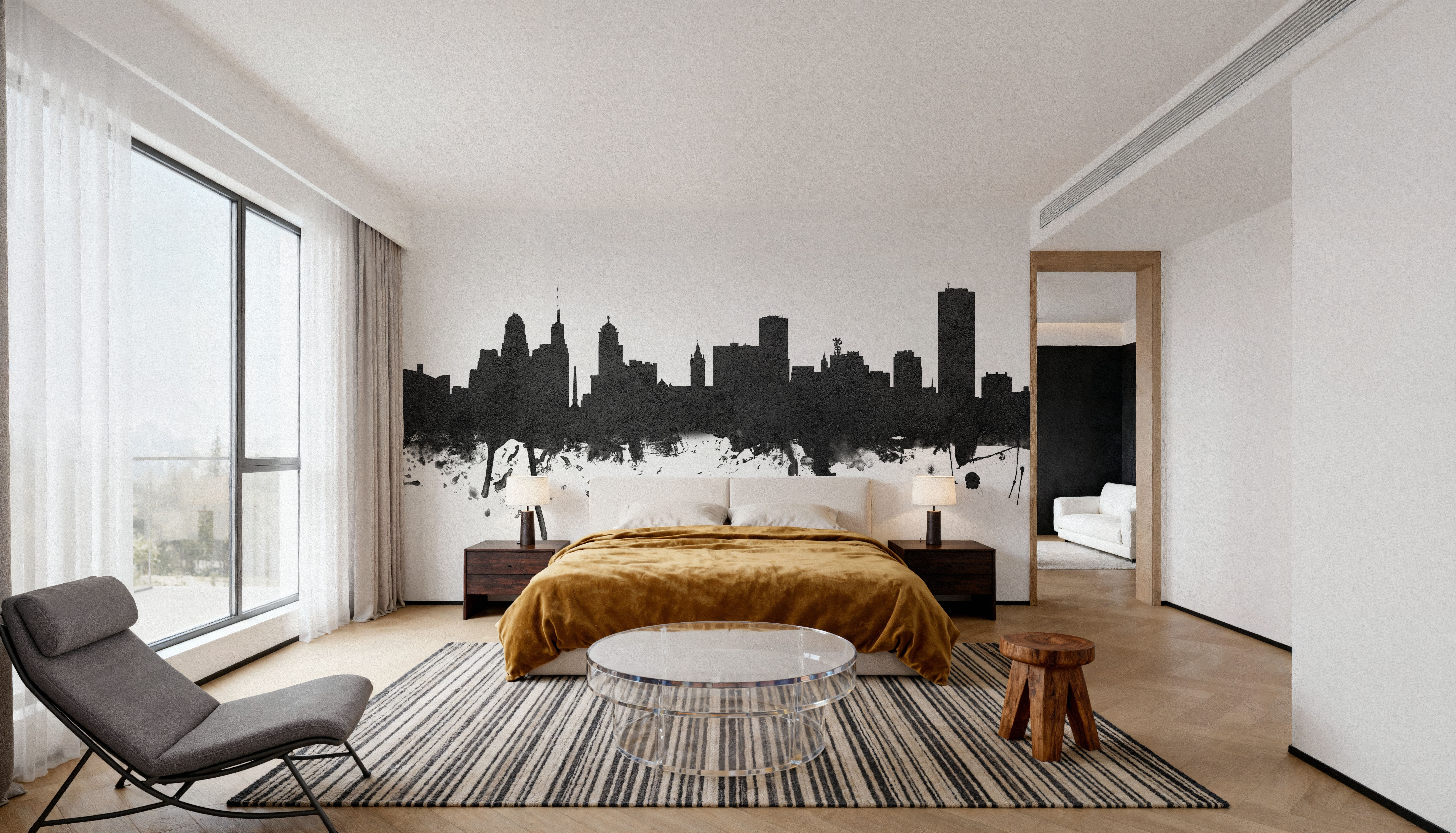 Buffalo New York Skyline Black & White