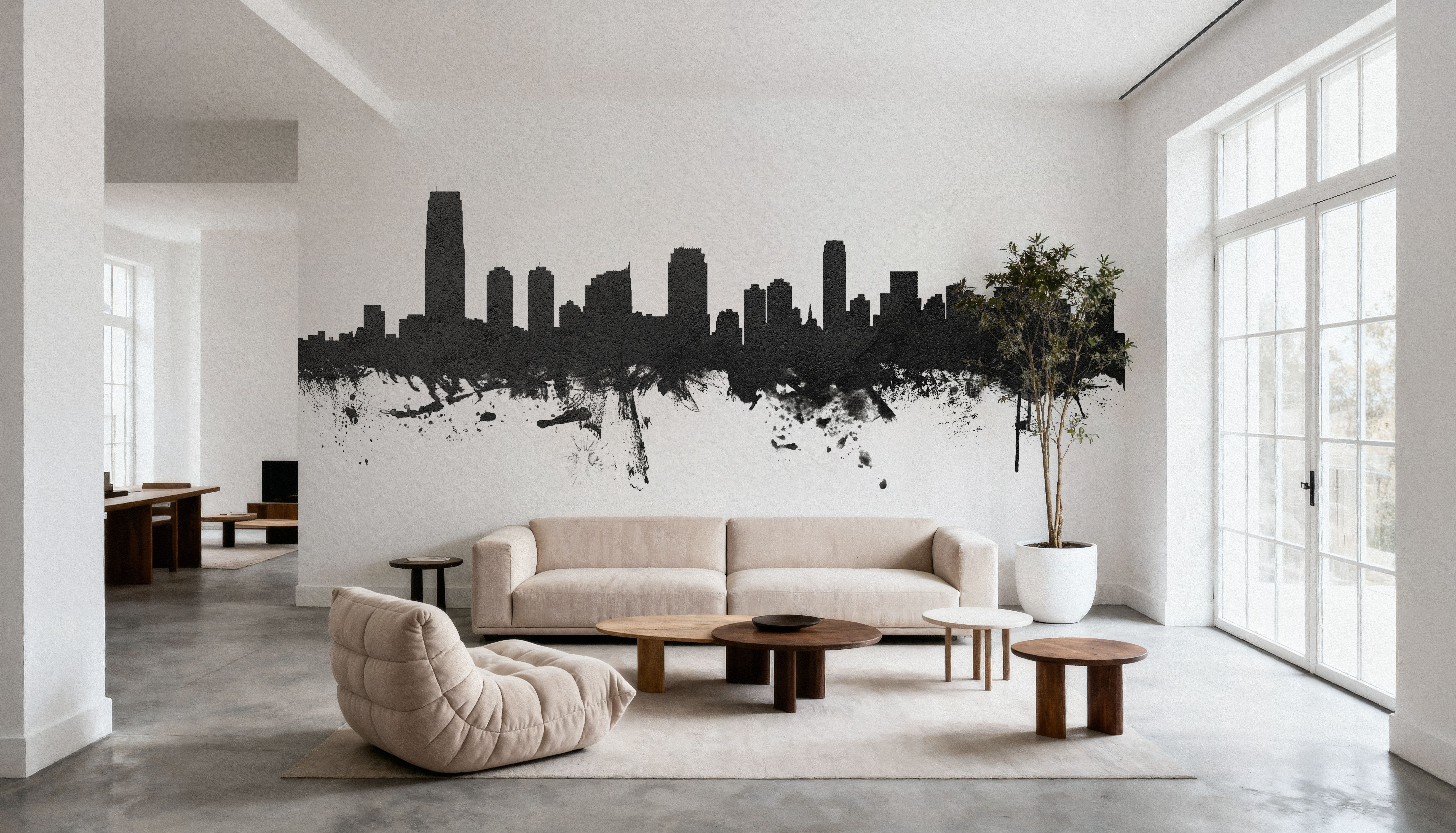 Jersey City New York Skyline Black & White