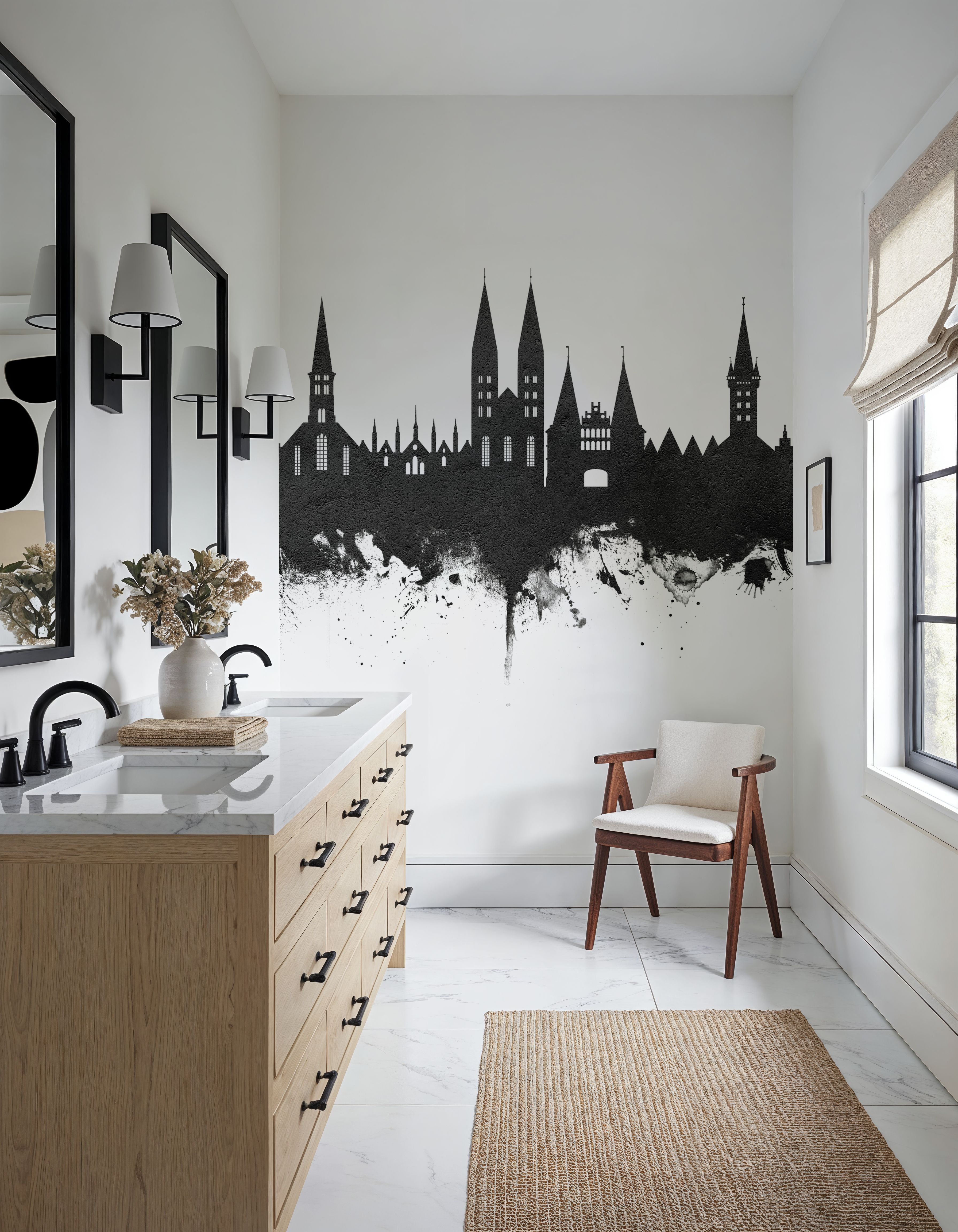 Lubeck Germany Skyline Black & White