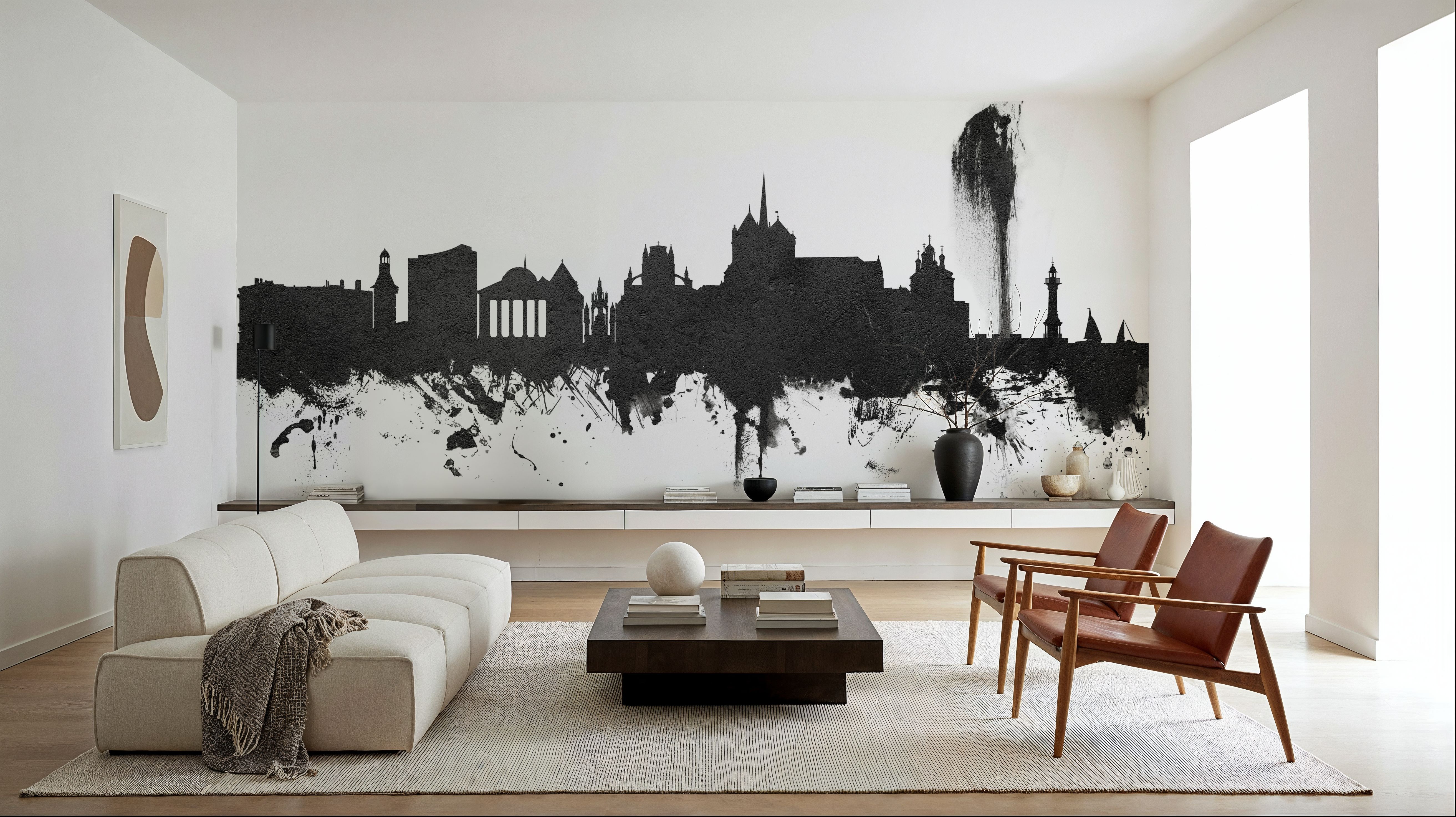 Geneva Switzerland Skyline Black & White