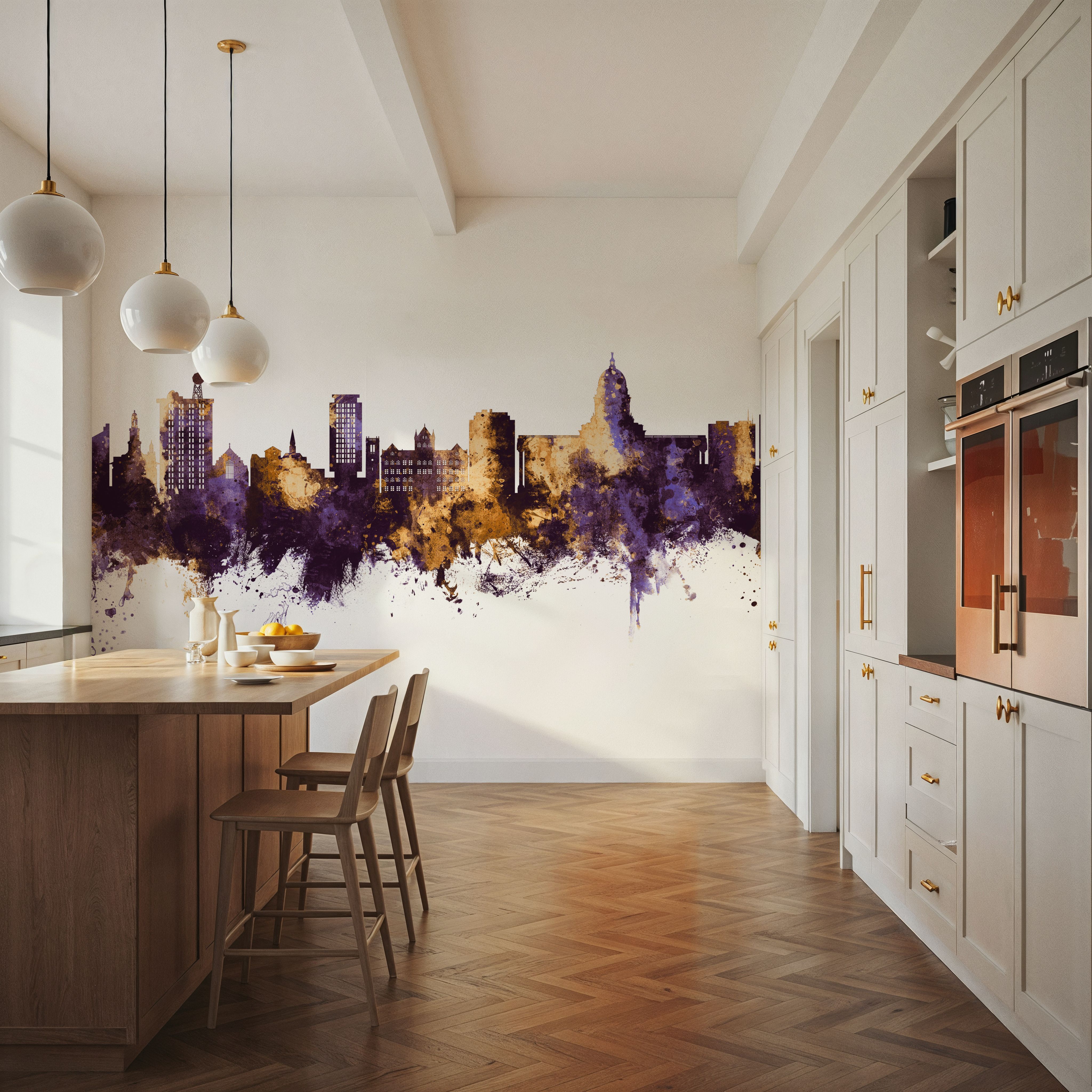 Madison Wisconsin Skyline Purple & Gold