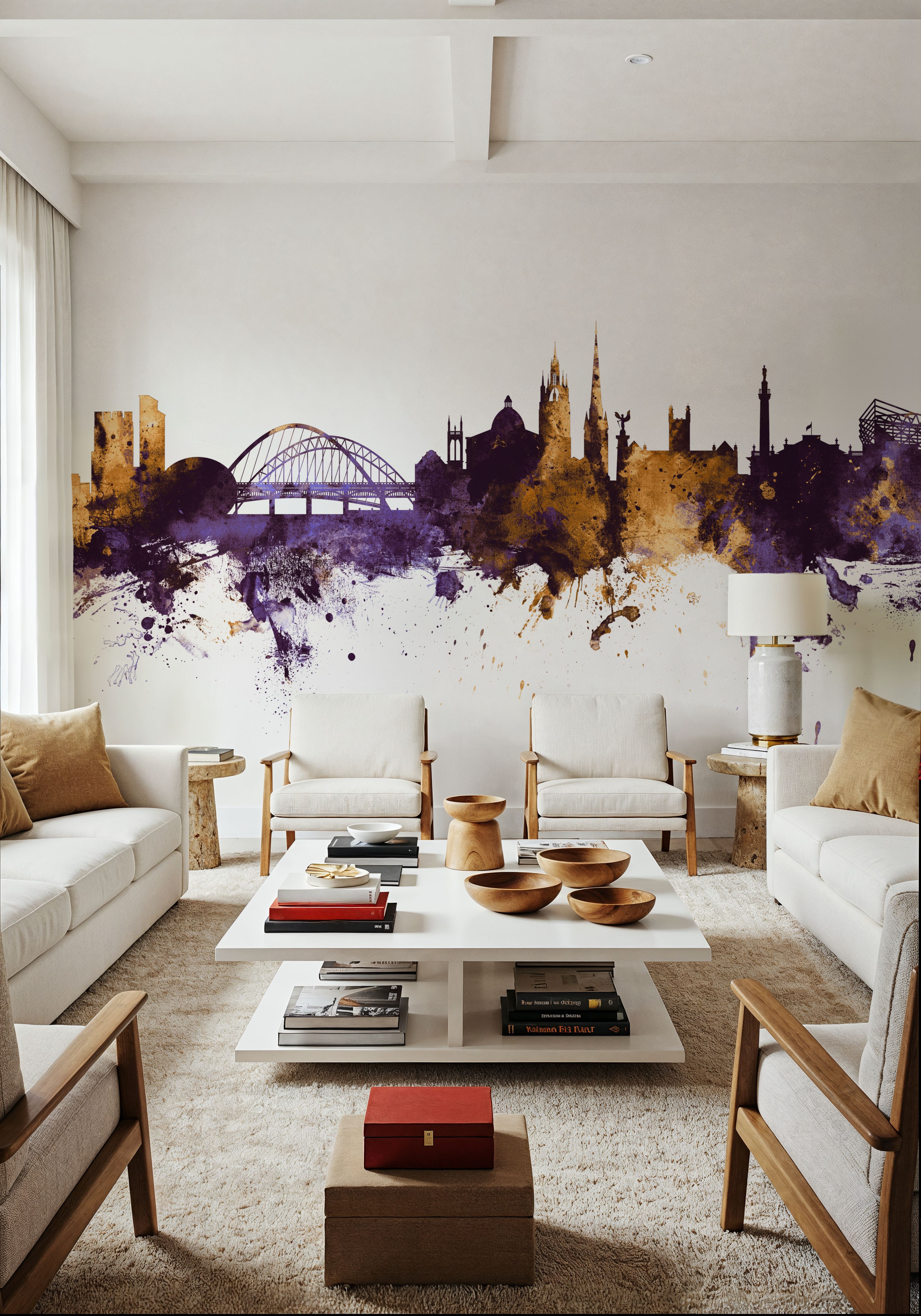 Newcastle England Skyline Purple & Gold