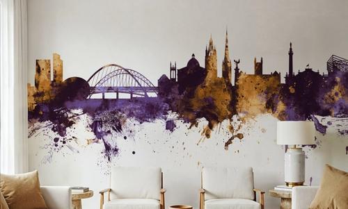 Newcastle England Skyline Purple & Gold