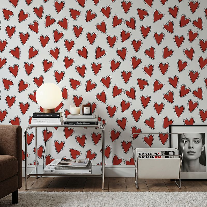 Iconic Pop Hearts, Red tapet 100% PVC-fri och giftfri