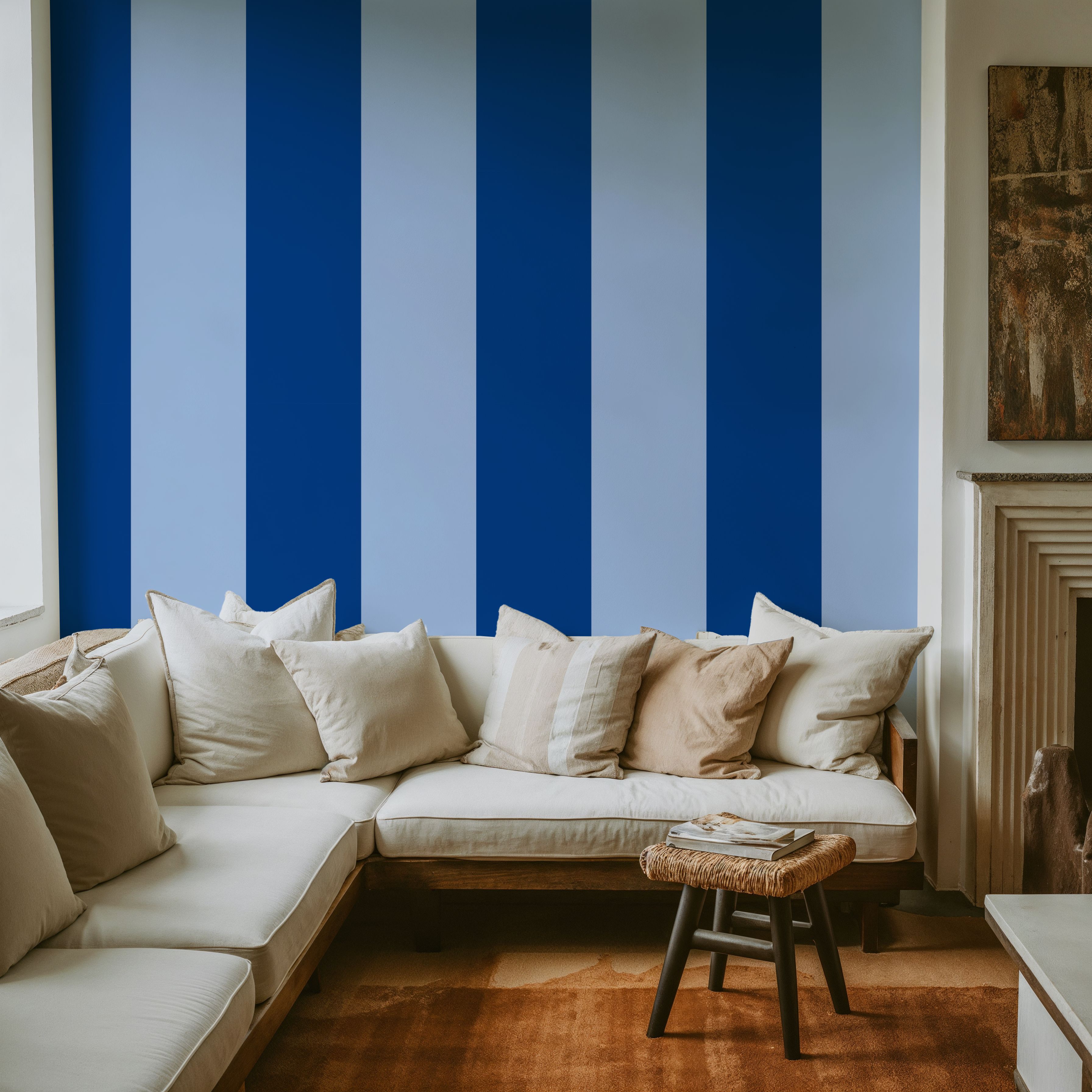 Circus Stripes, Blue on Blue, Tapeten