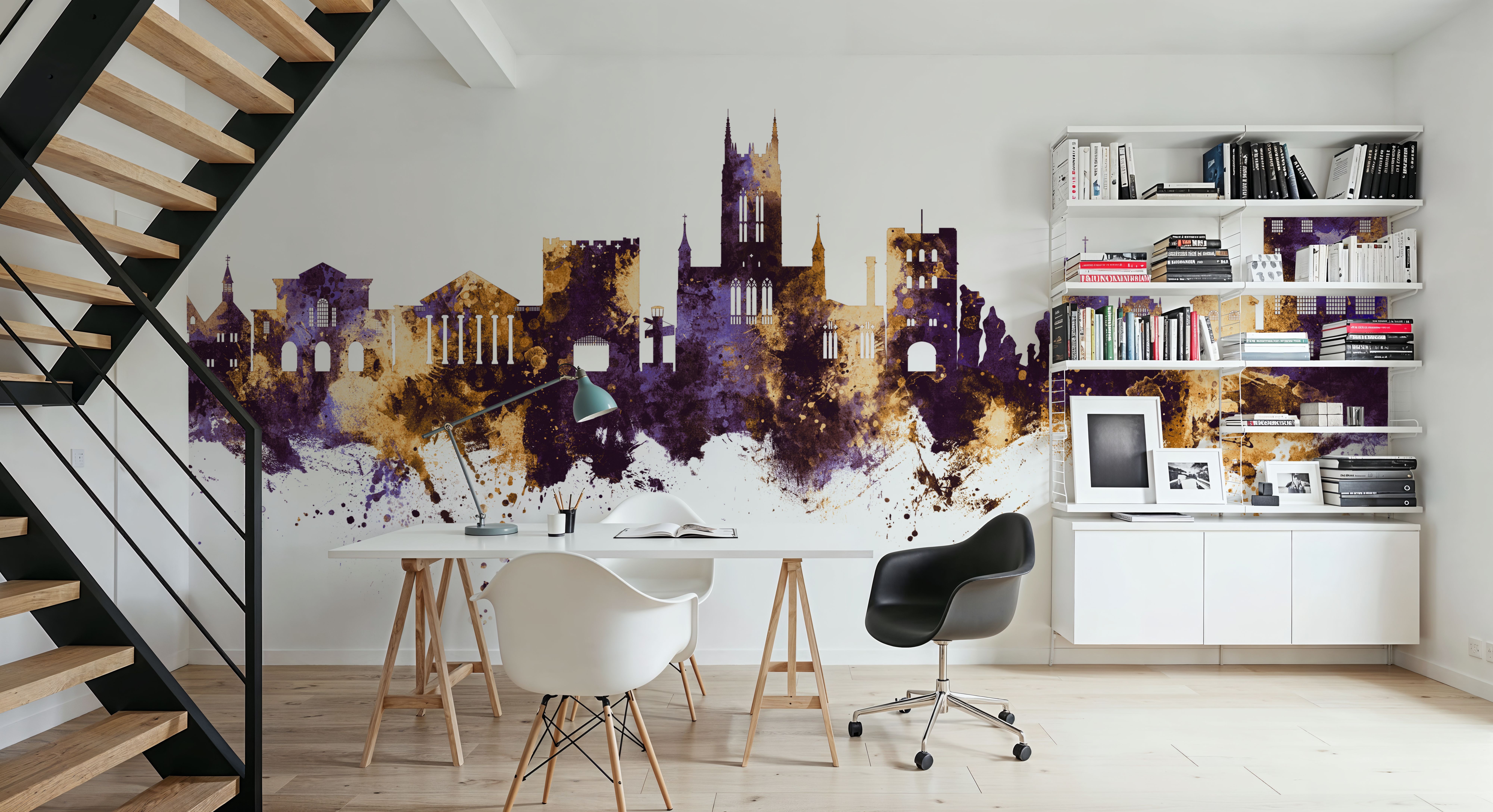 Bury St Edmunds England Skyline Purple & Gold