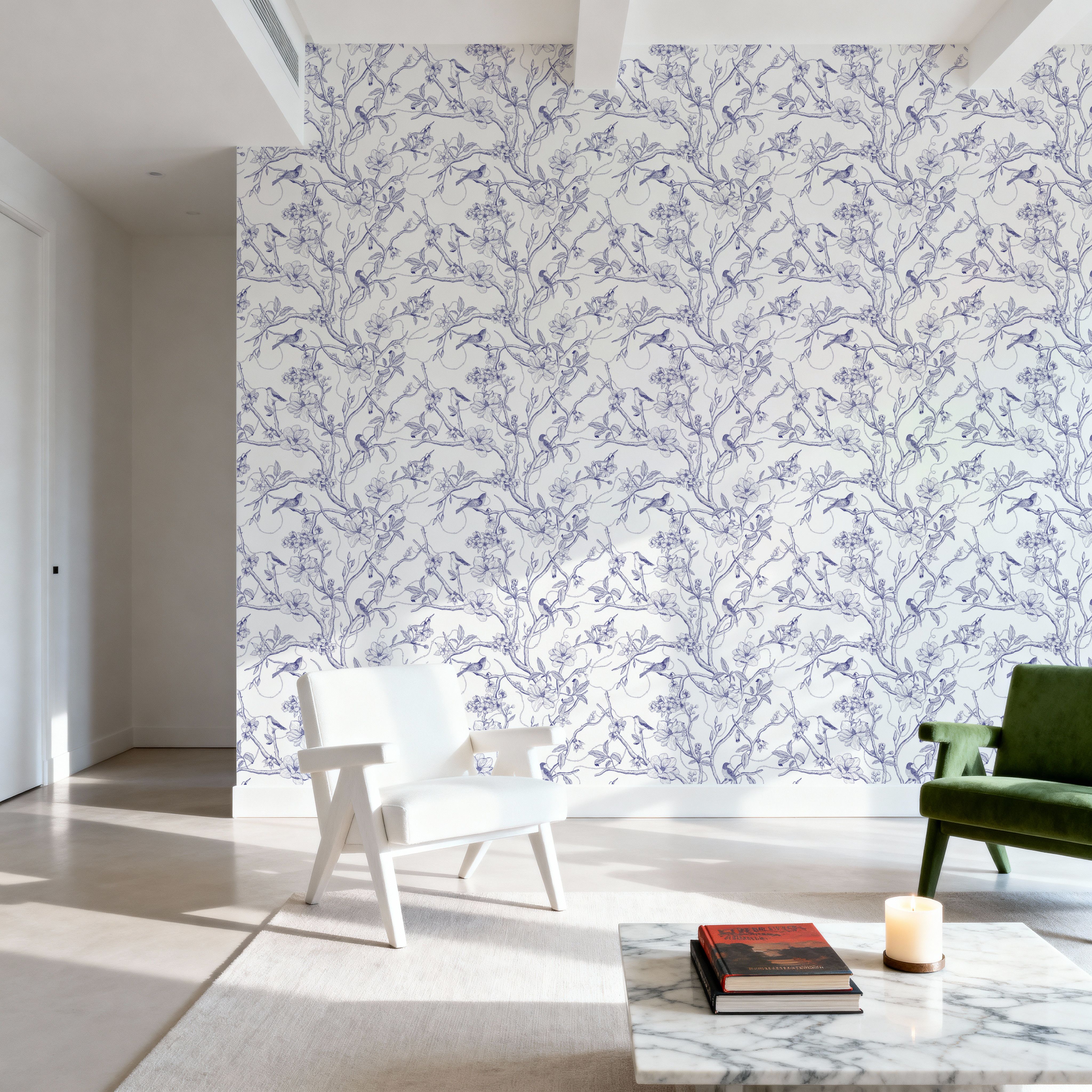 Trailing Tree of Life, Blue on White