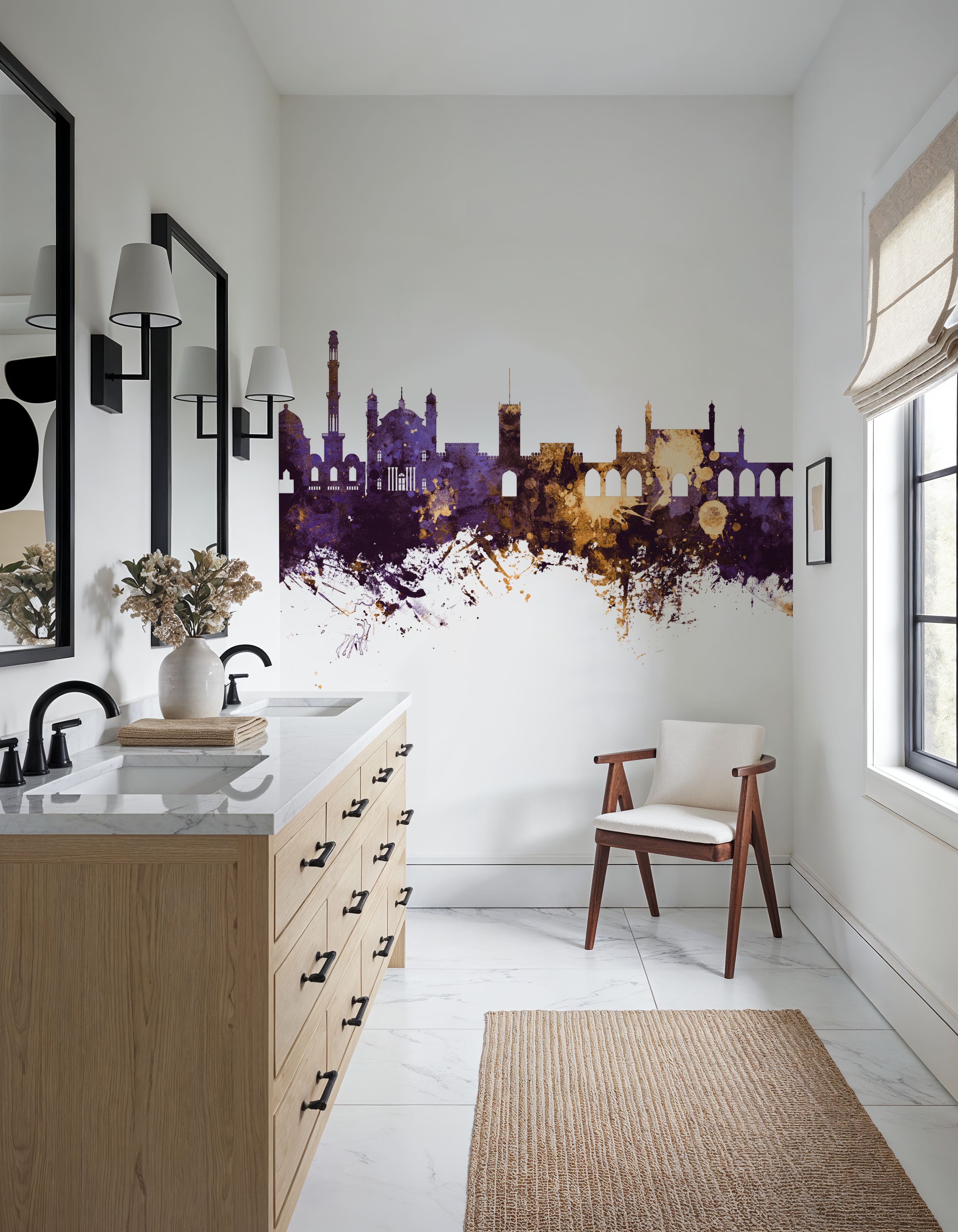 Kabul Afghanistan Skyline Purple & Gold