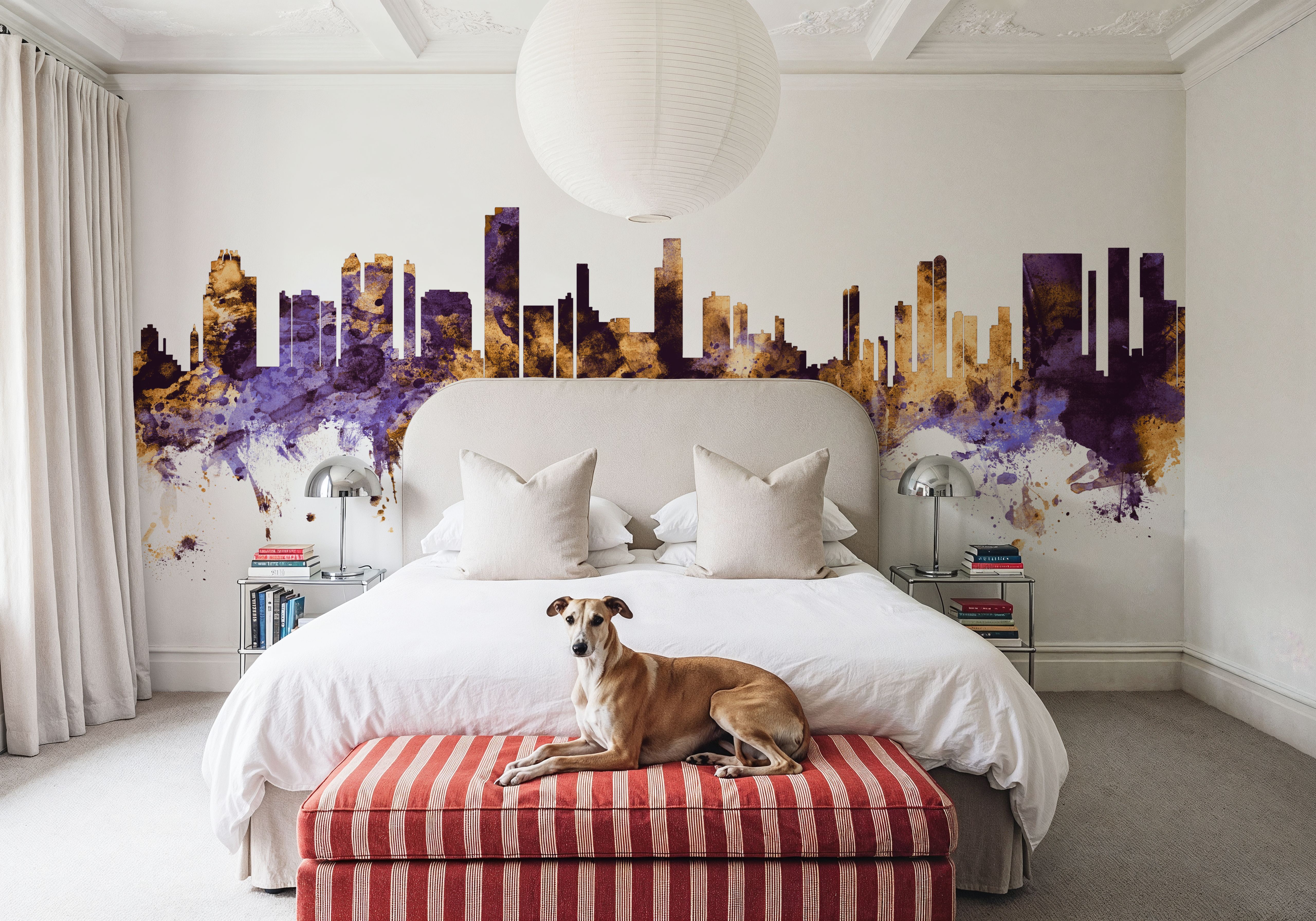 Honolulu Hawaii Skyline Purple & Gold