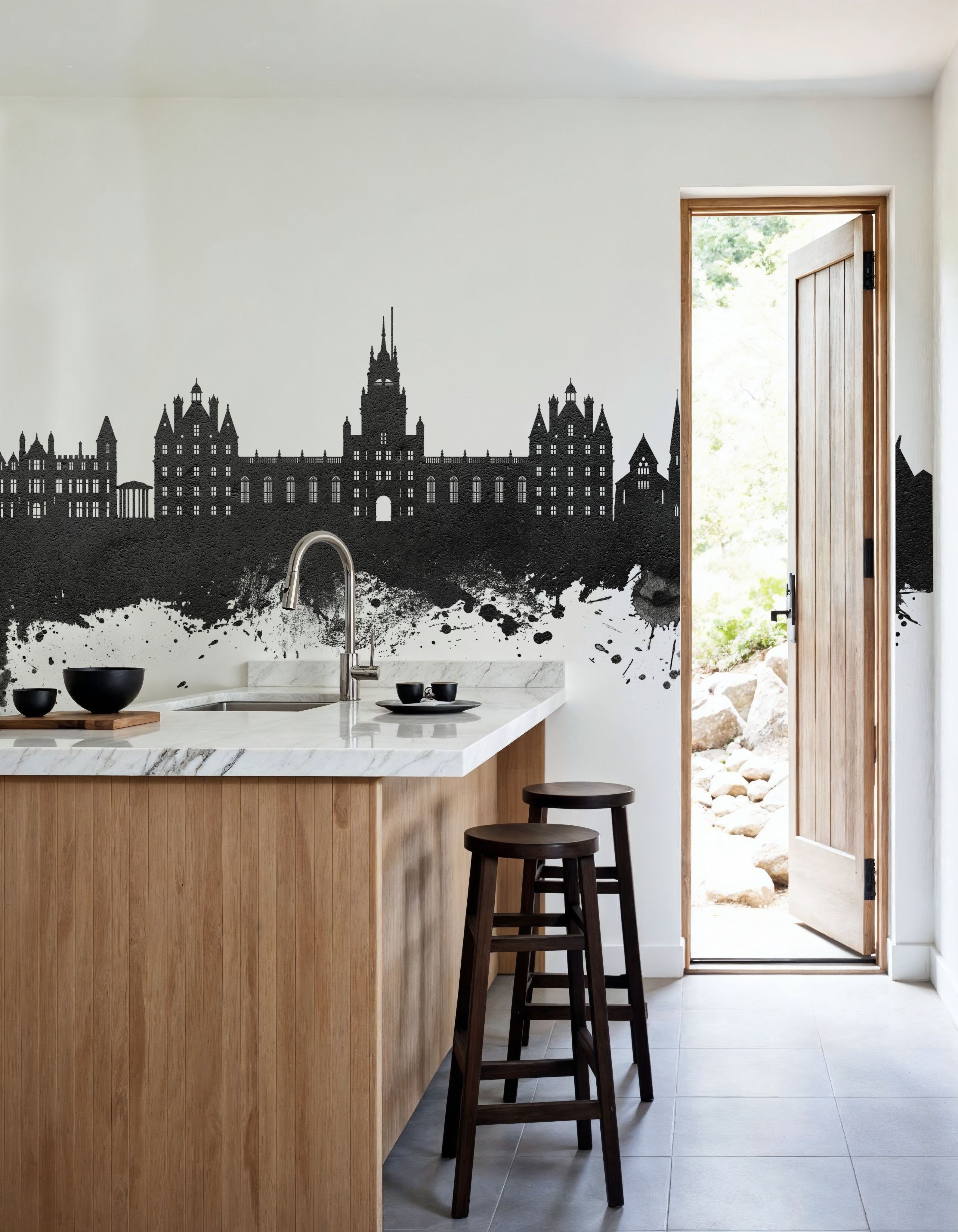 Egham England Skyline Black & White