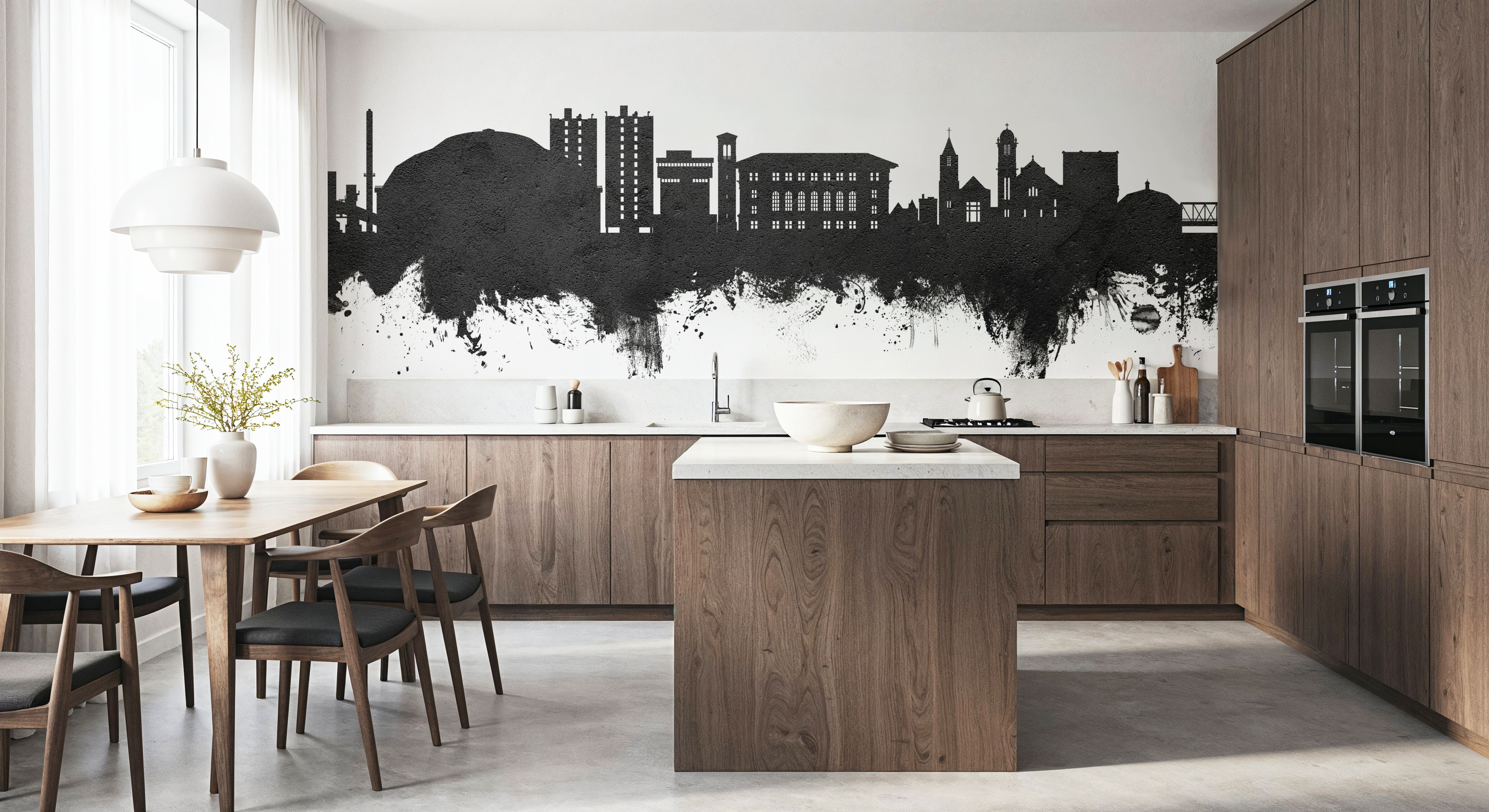 Cedar Falls Iowa Skyline Black & White