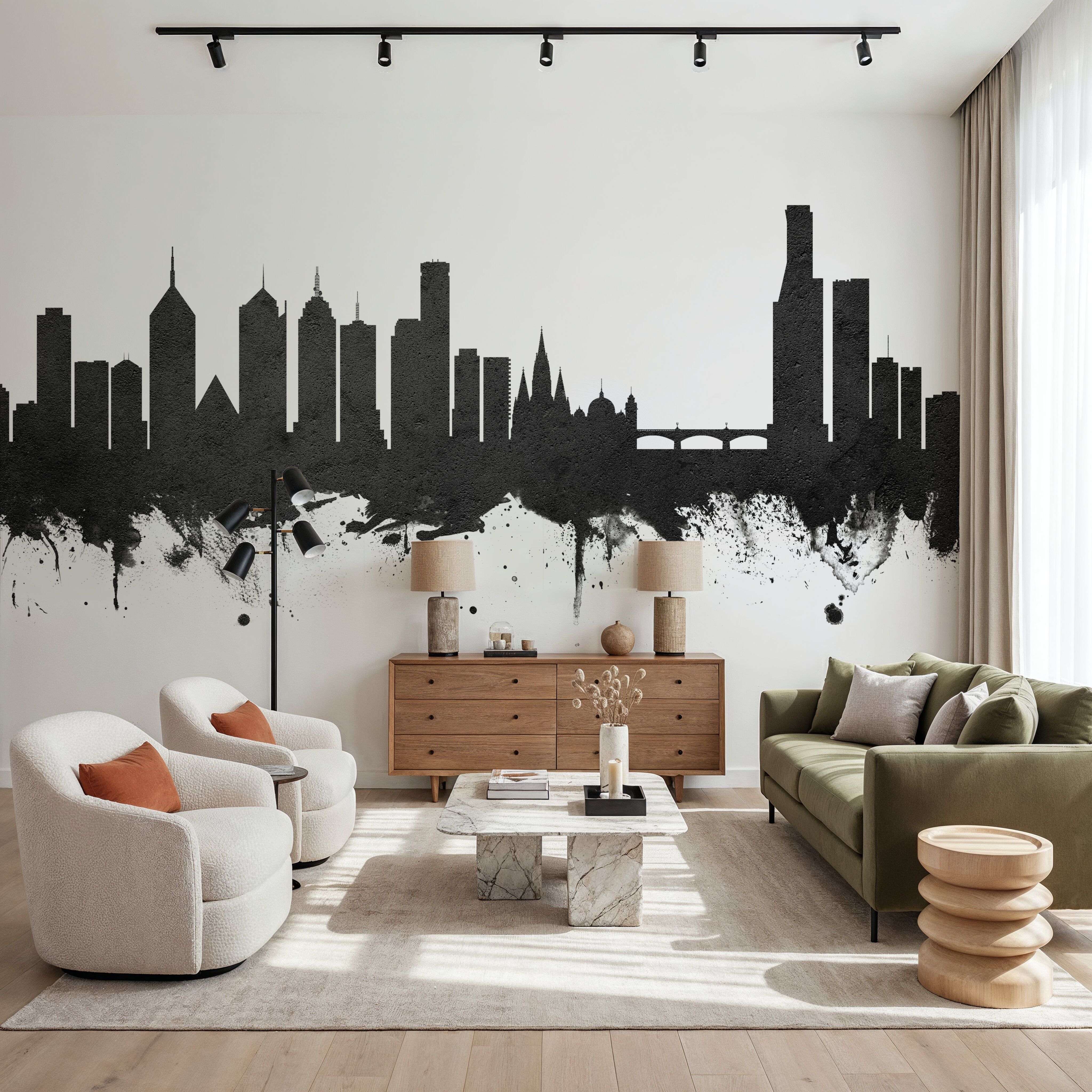 Melbourne Australia Skyline Black & White