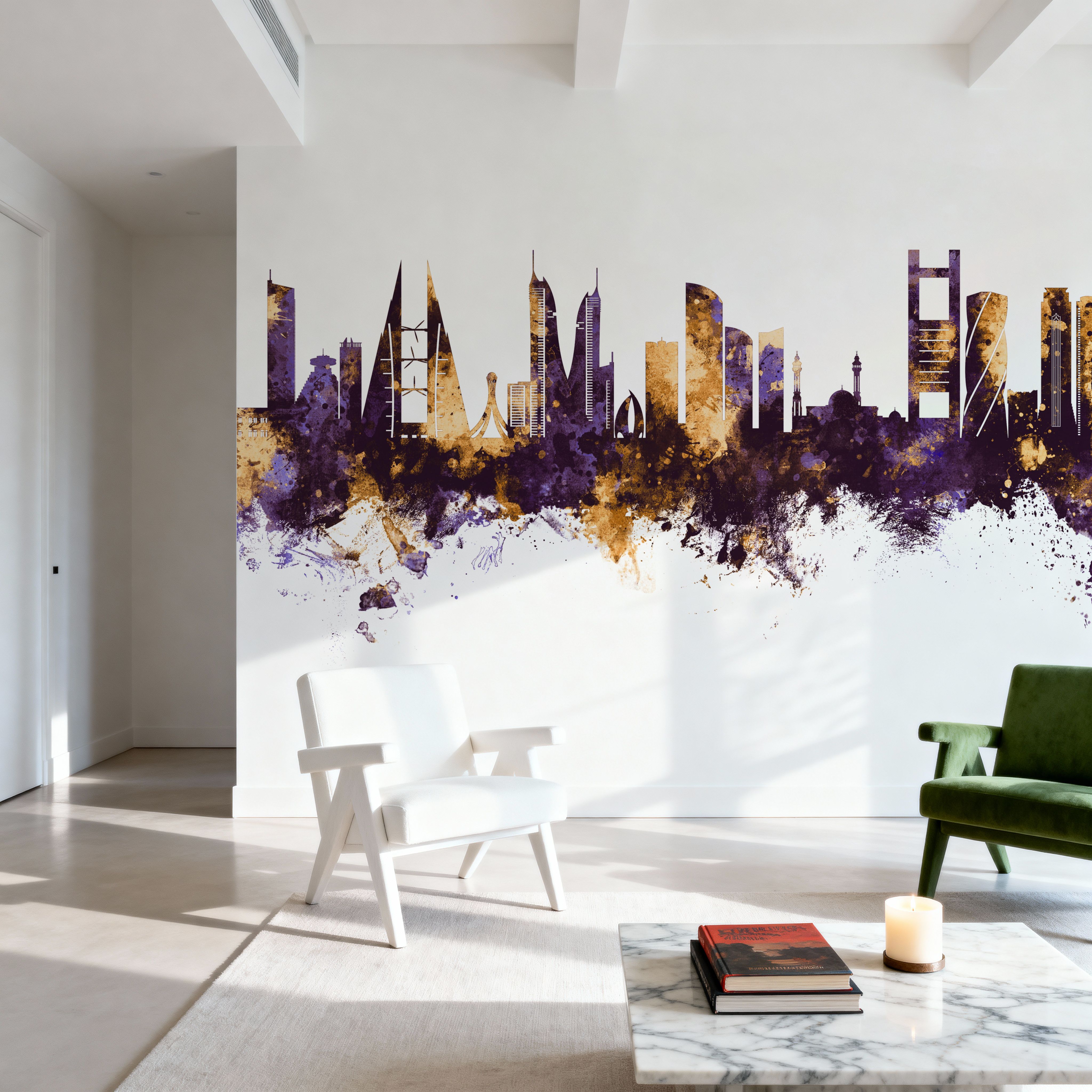 Manama Skyline Purple & Gold