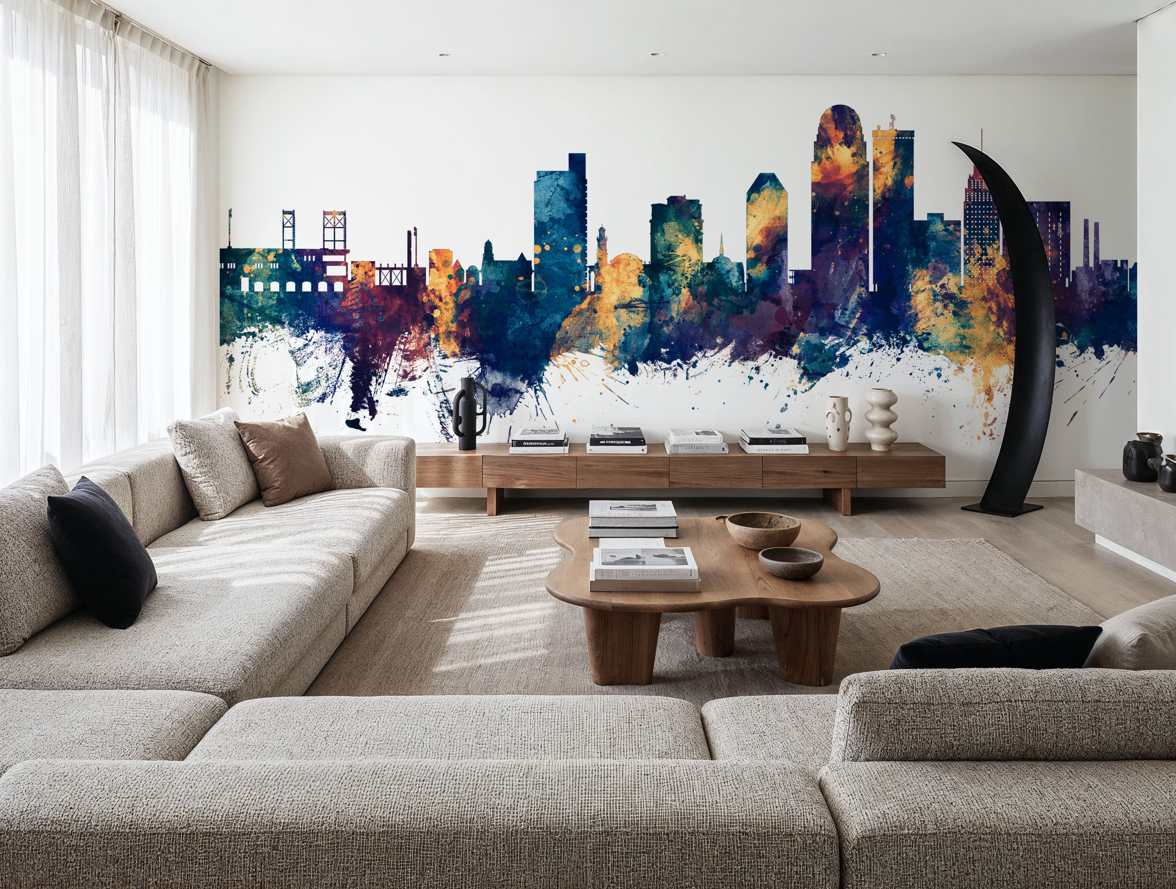 Winston-Salem North Carolina Skyline Blue & Bronze