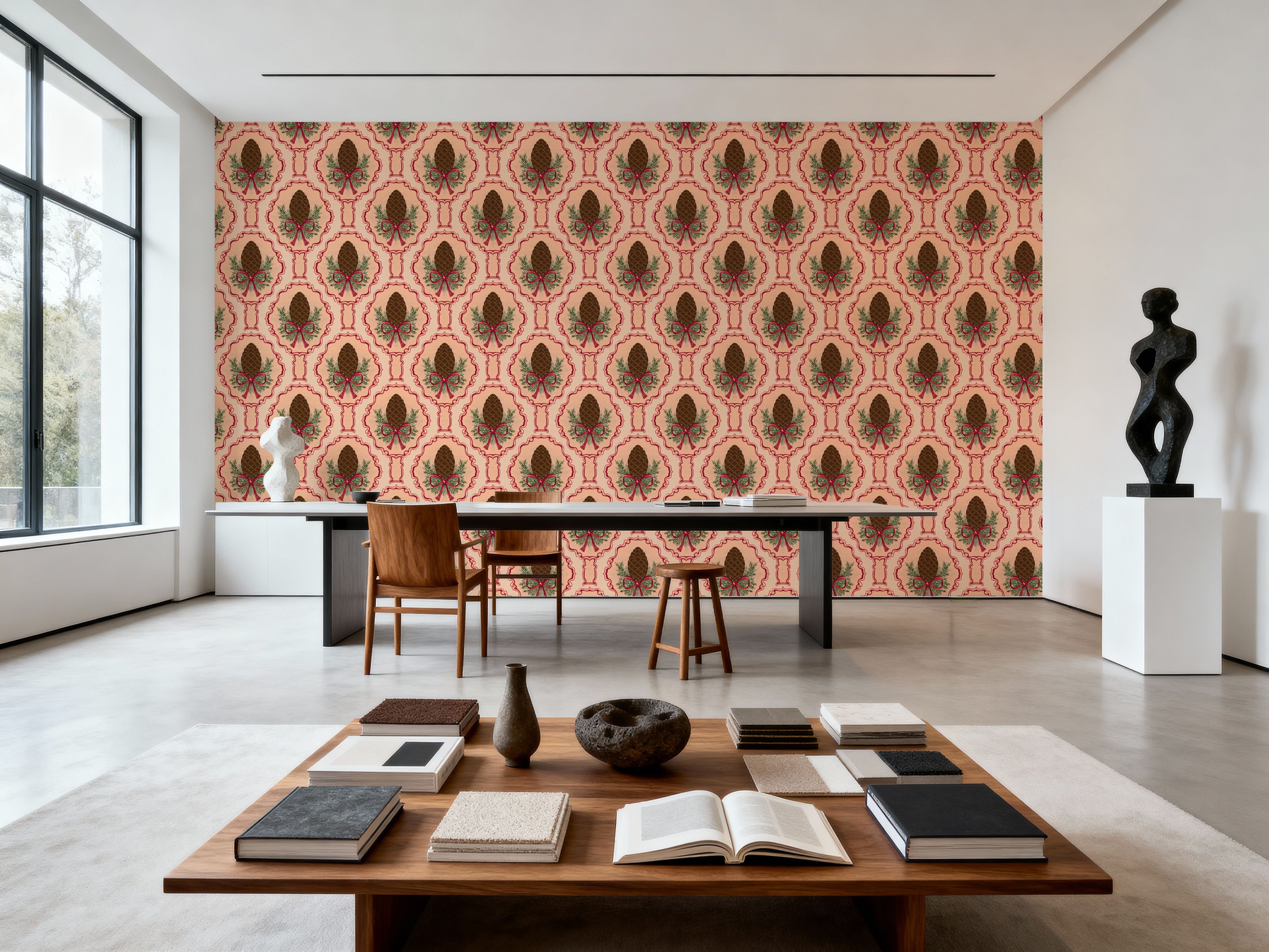 Pine Cone & Ornate Rackets, Peach