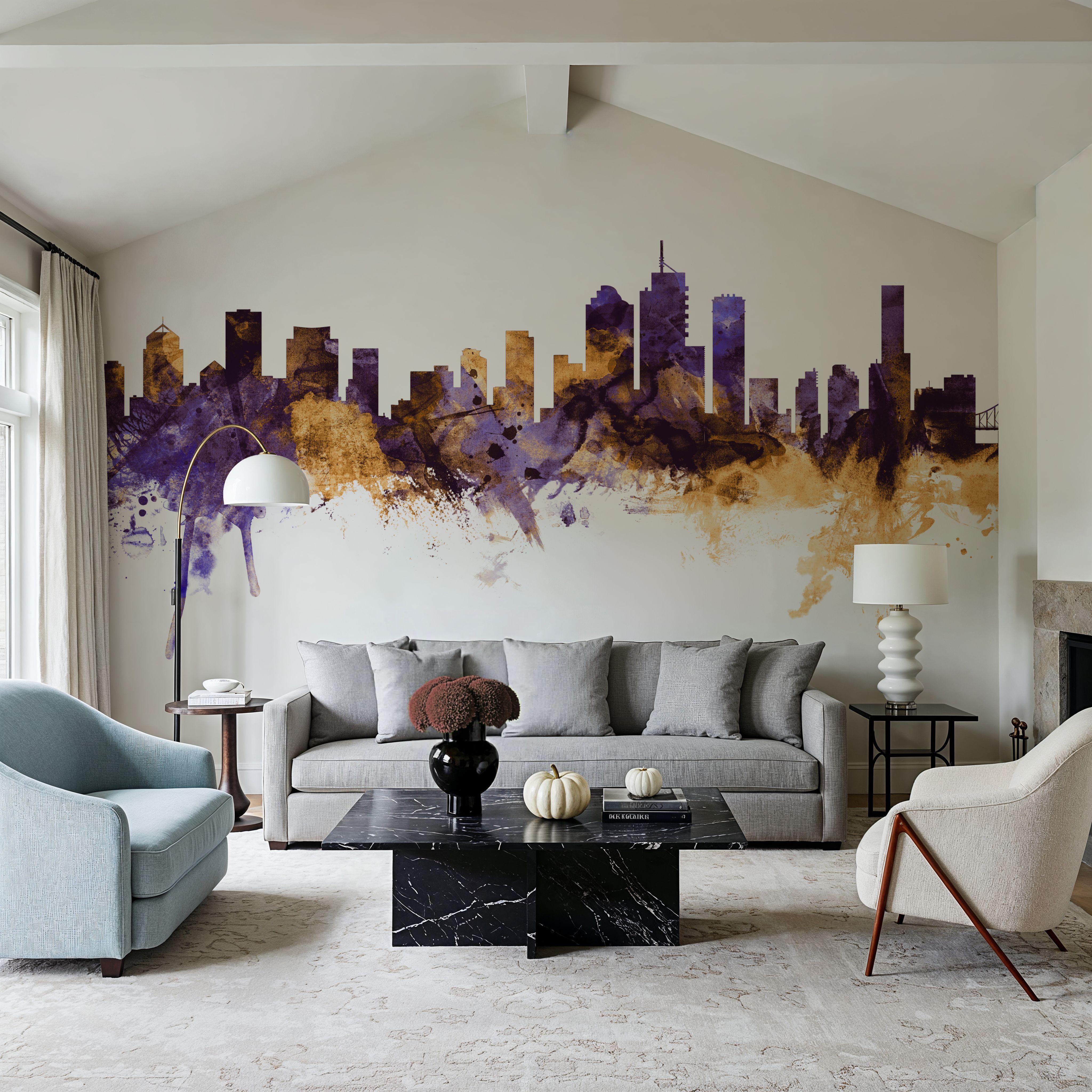 Brisbane Australia Skyline Purpl & Gold