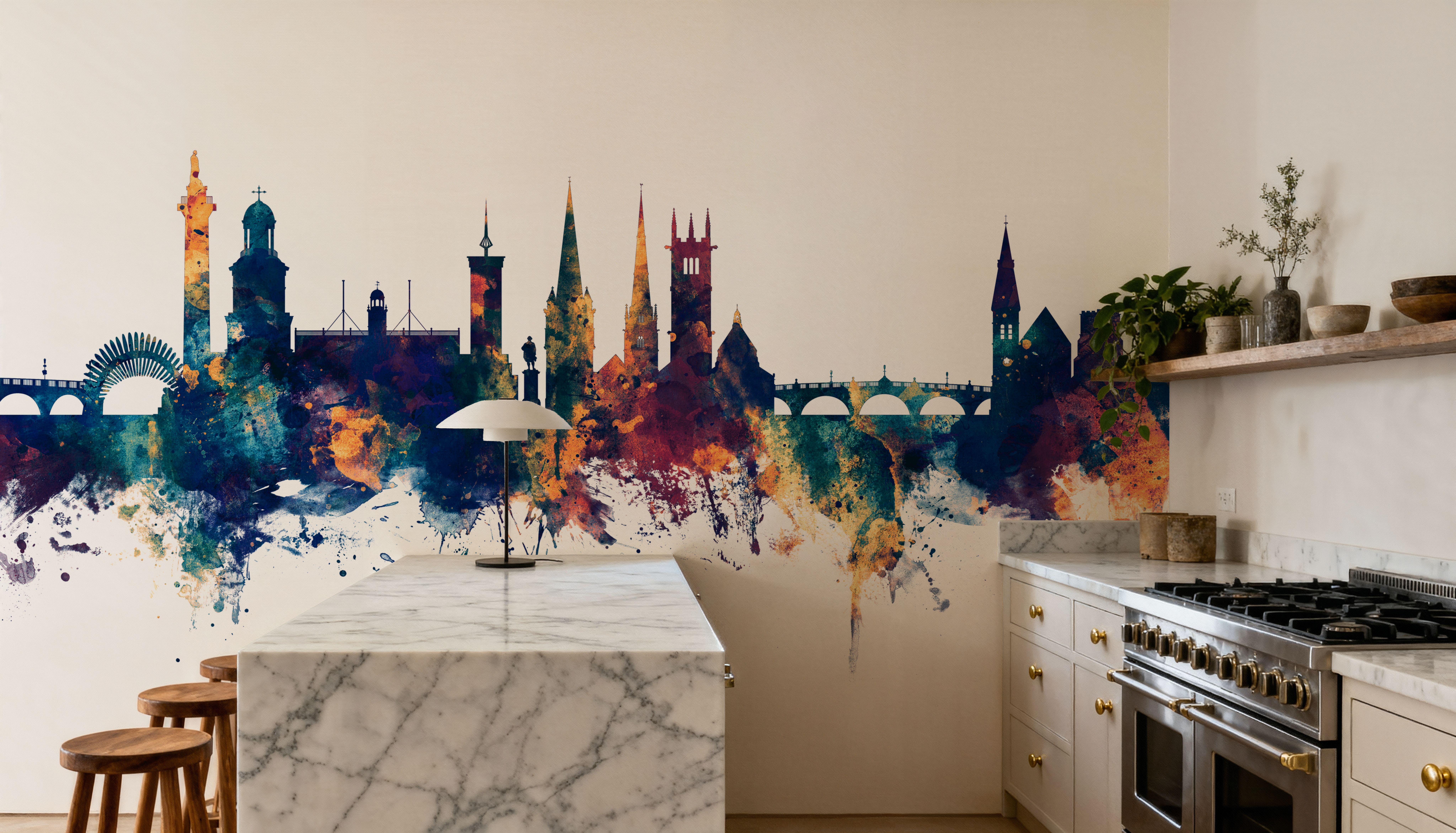 Shrewsbury England Skyline Blue & Bronze