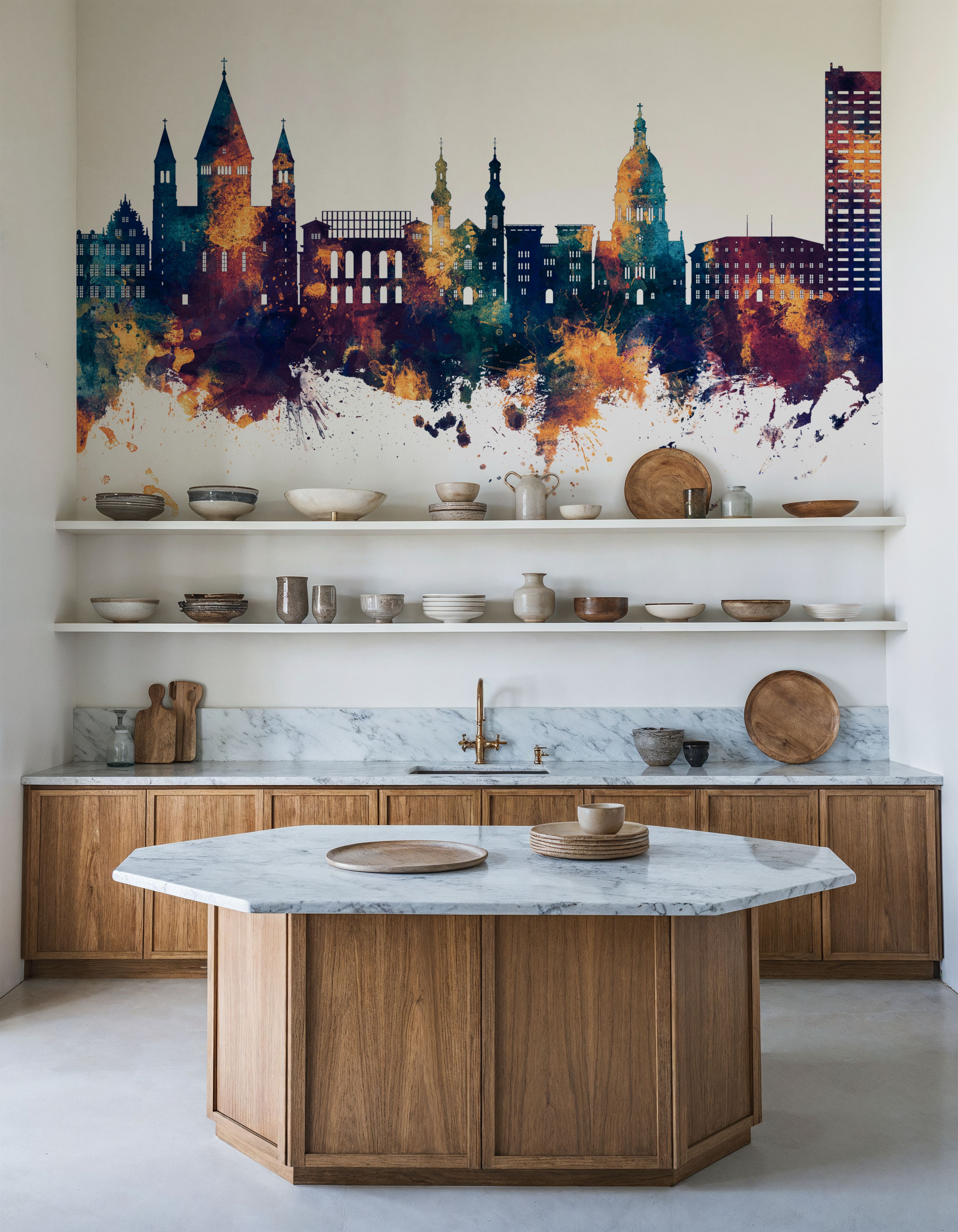 Mainz Germany Skyline Blue & Bronze