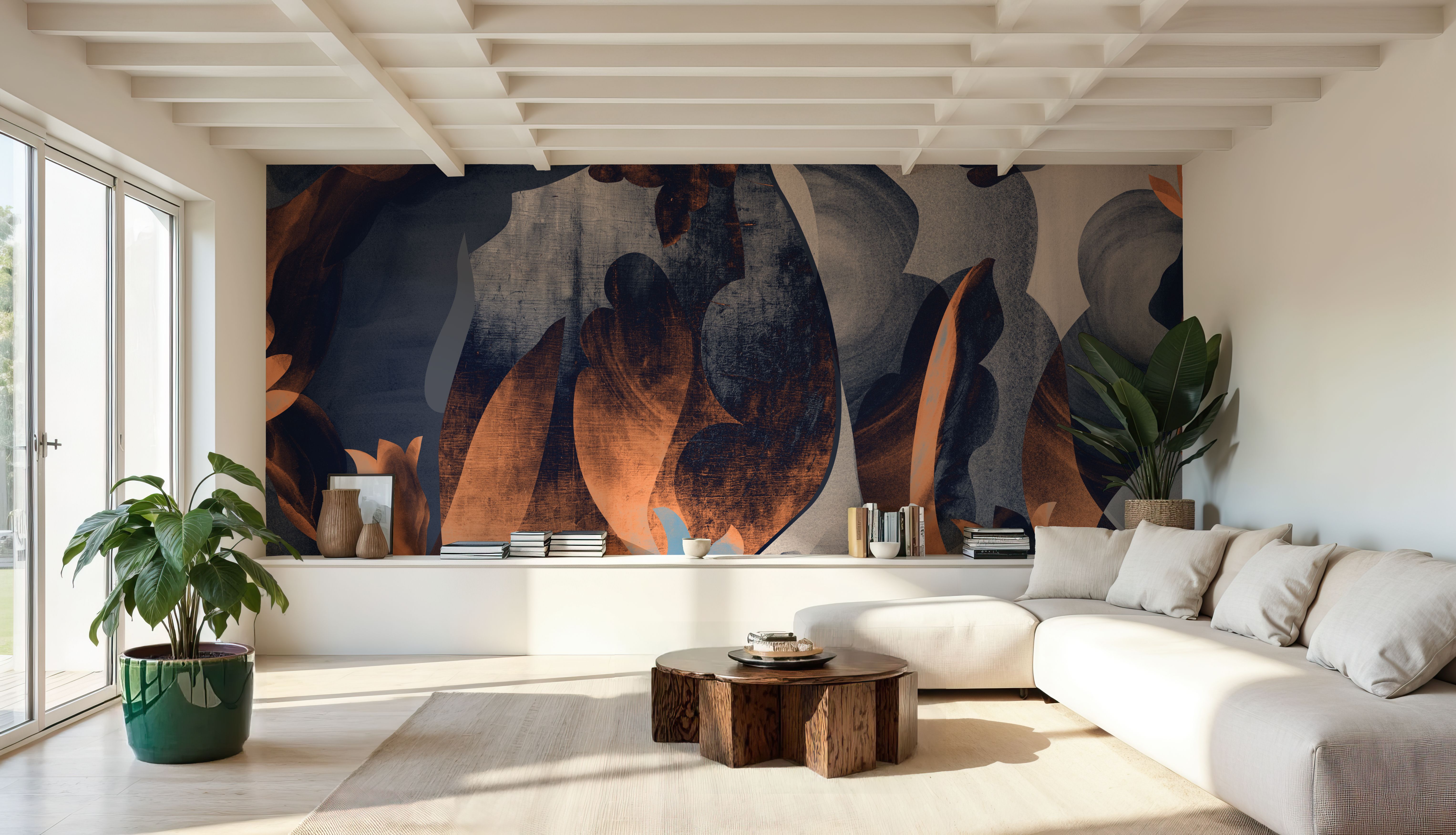 Abstract Fun, Blue & Orange, Papier peint