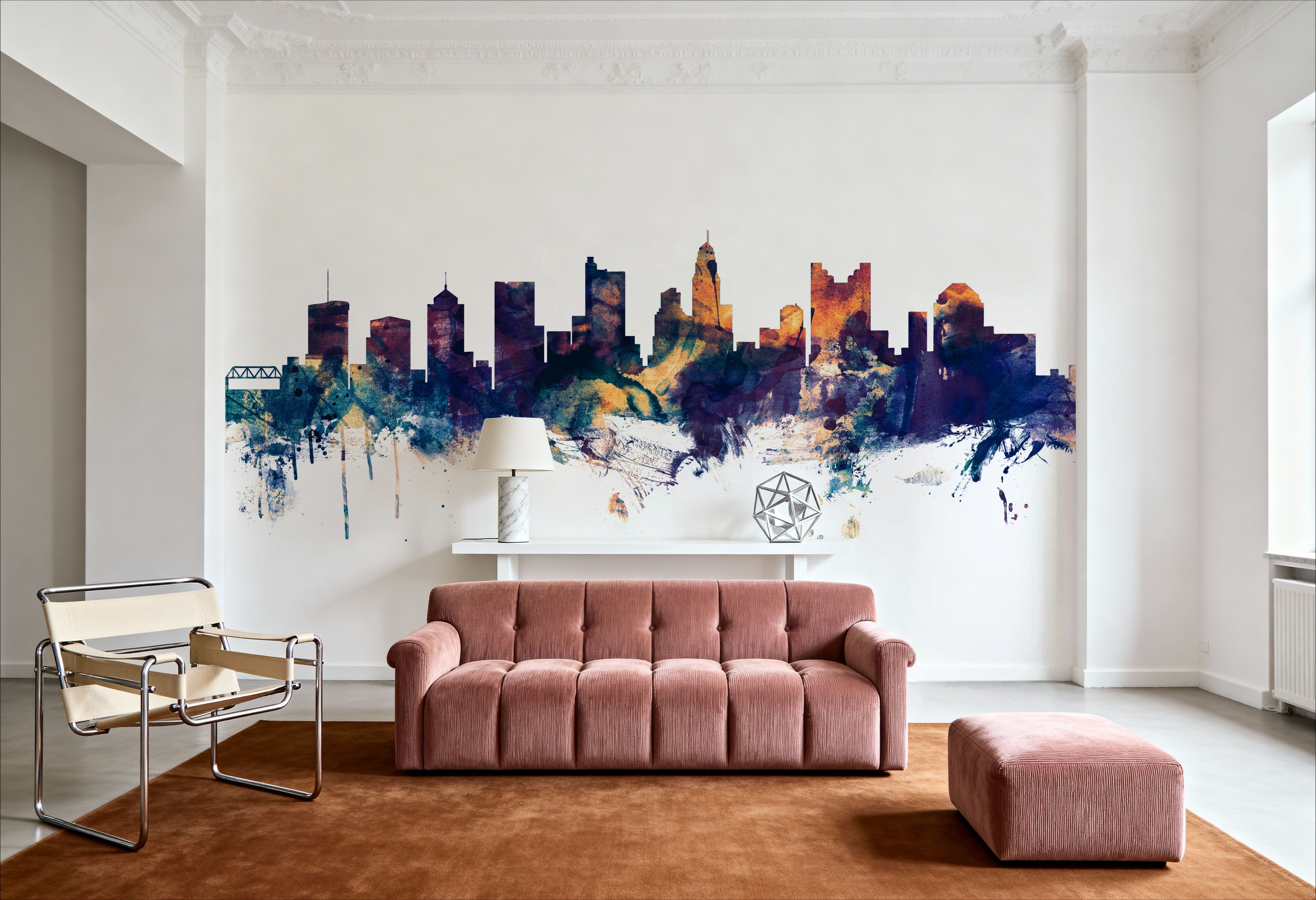 Columbus Ohio Skyline Blue & Bronze, Wallpaper