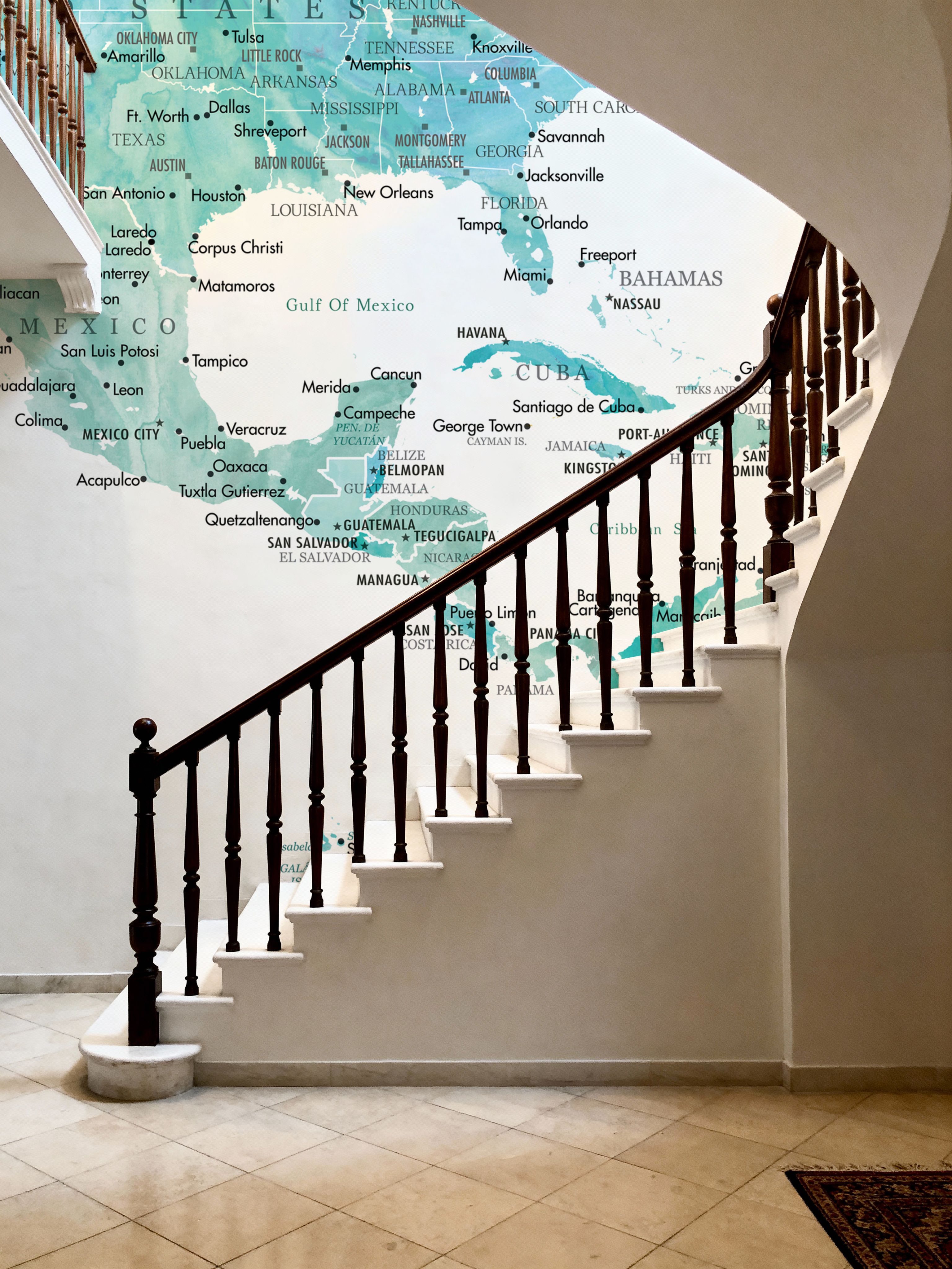 US Mexico Caribbean Map - Aquamar