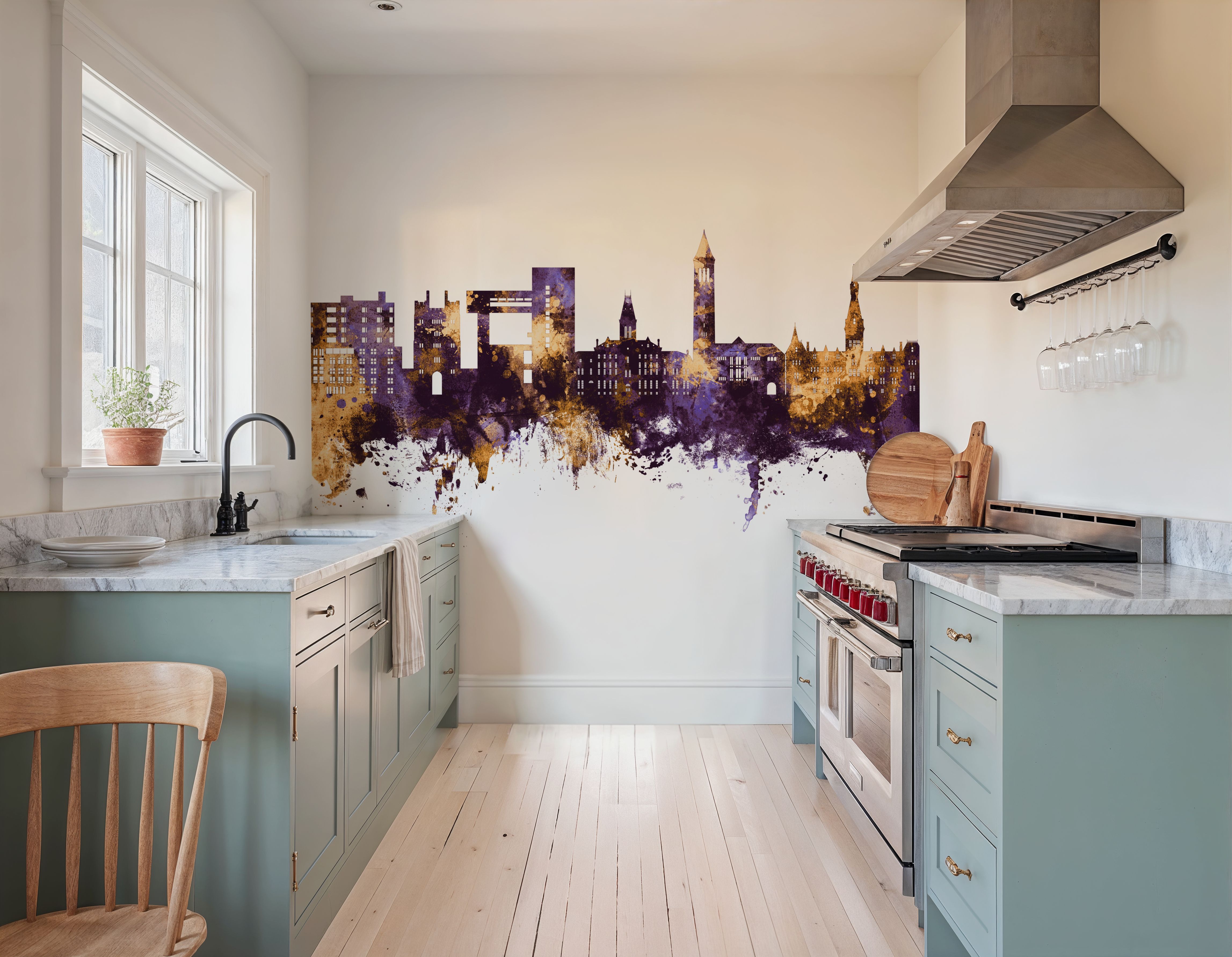 Ithaca New York Skyline Purple & Gold