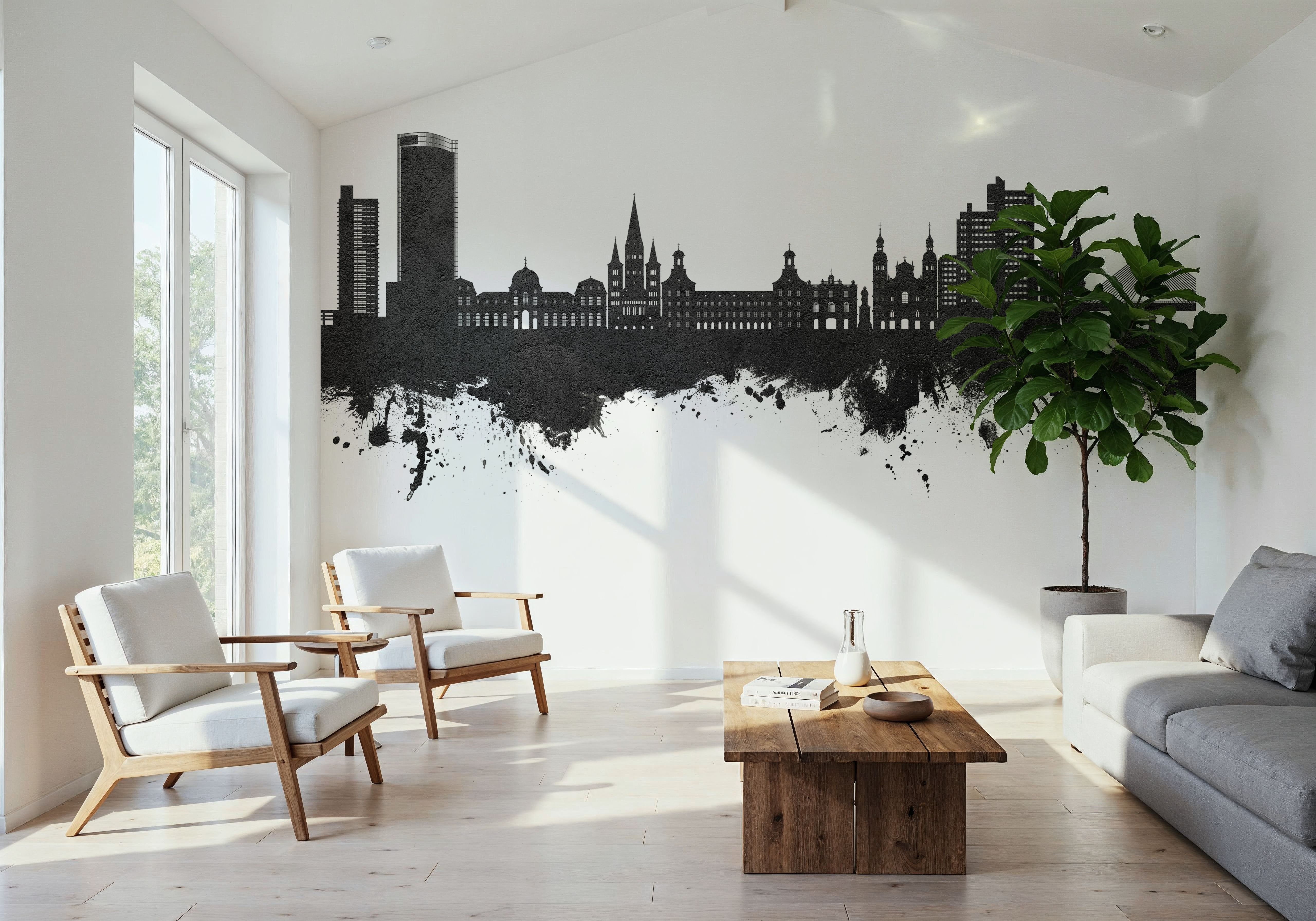 Bonn Skyline Black & White, Wallpaper