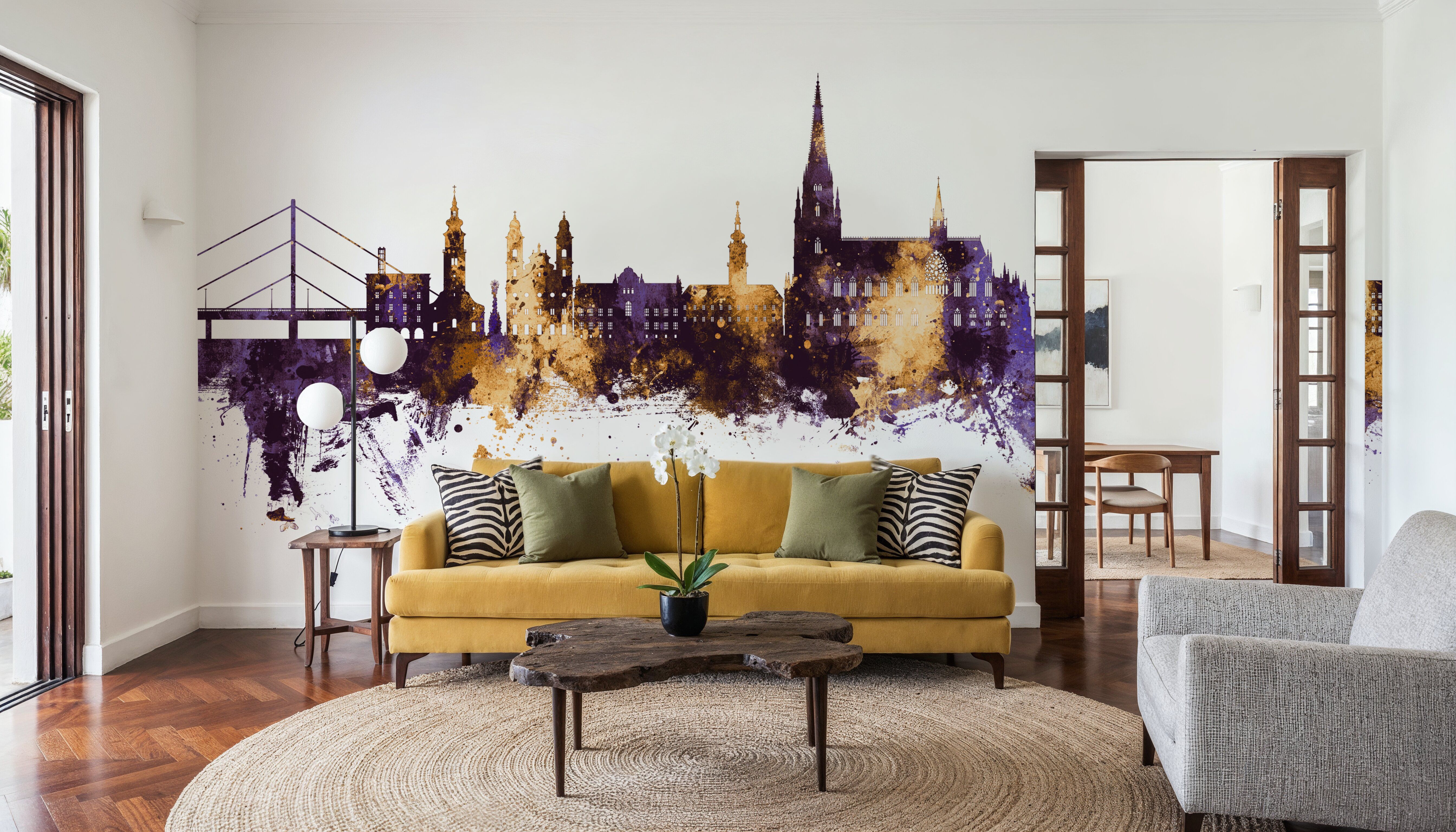 Linz Austria Skyline Purple & Gold