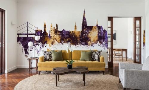 Linz Austria Skyline Purple & Gold